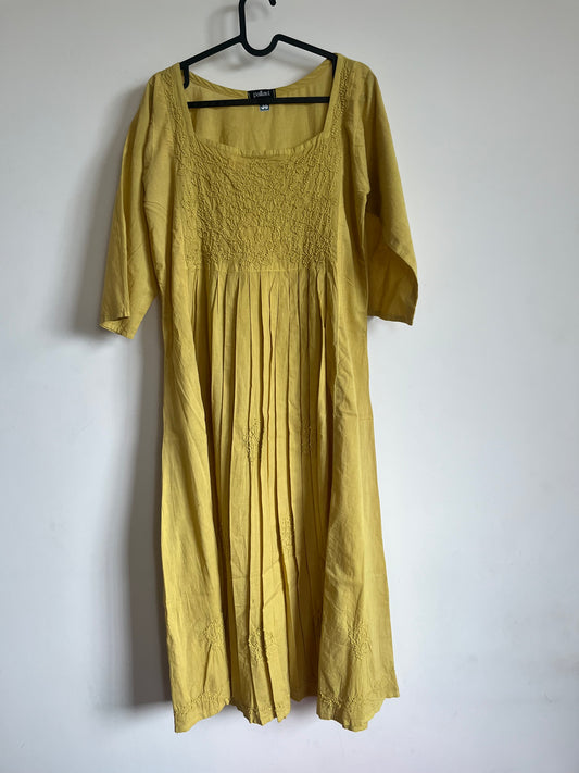 Pleated dress  PRE-ORDER - Lime Yellow