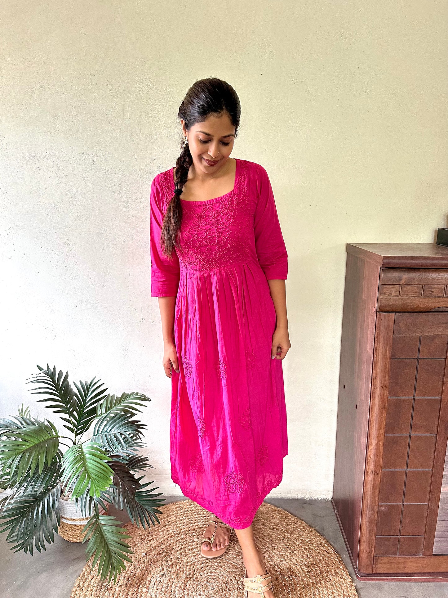 Pleated dress - Hot Pink
