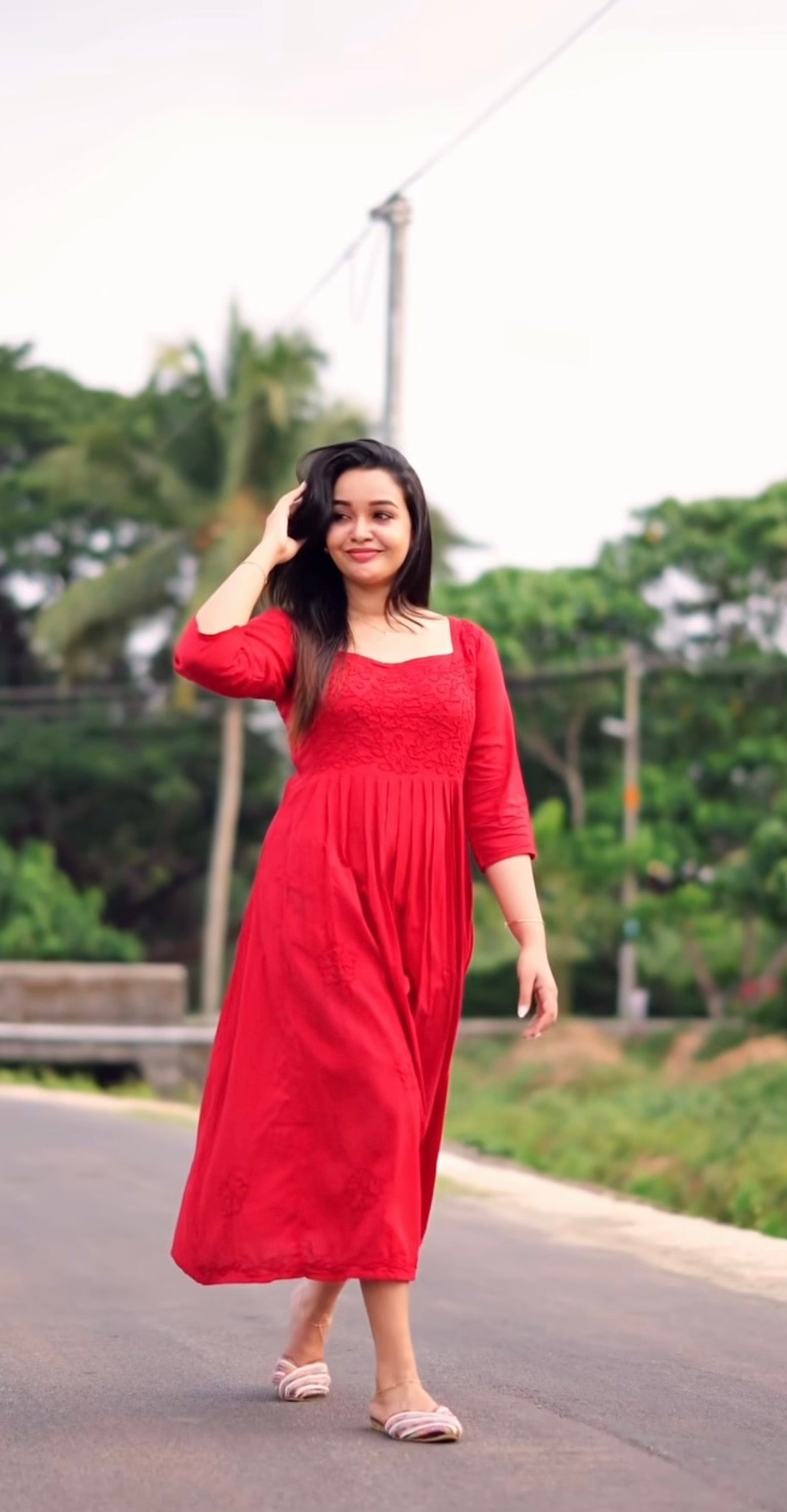 Pleated dress - Red