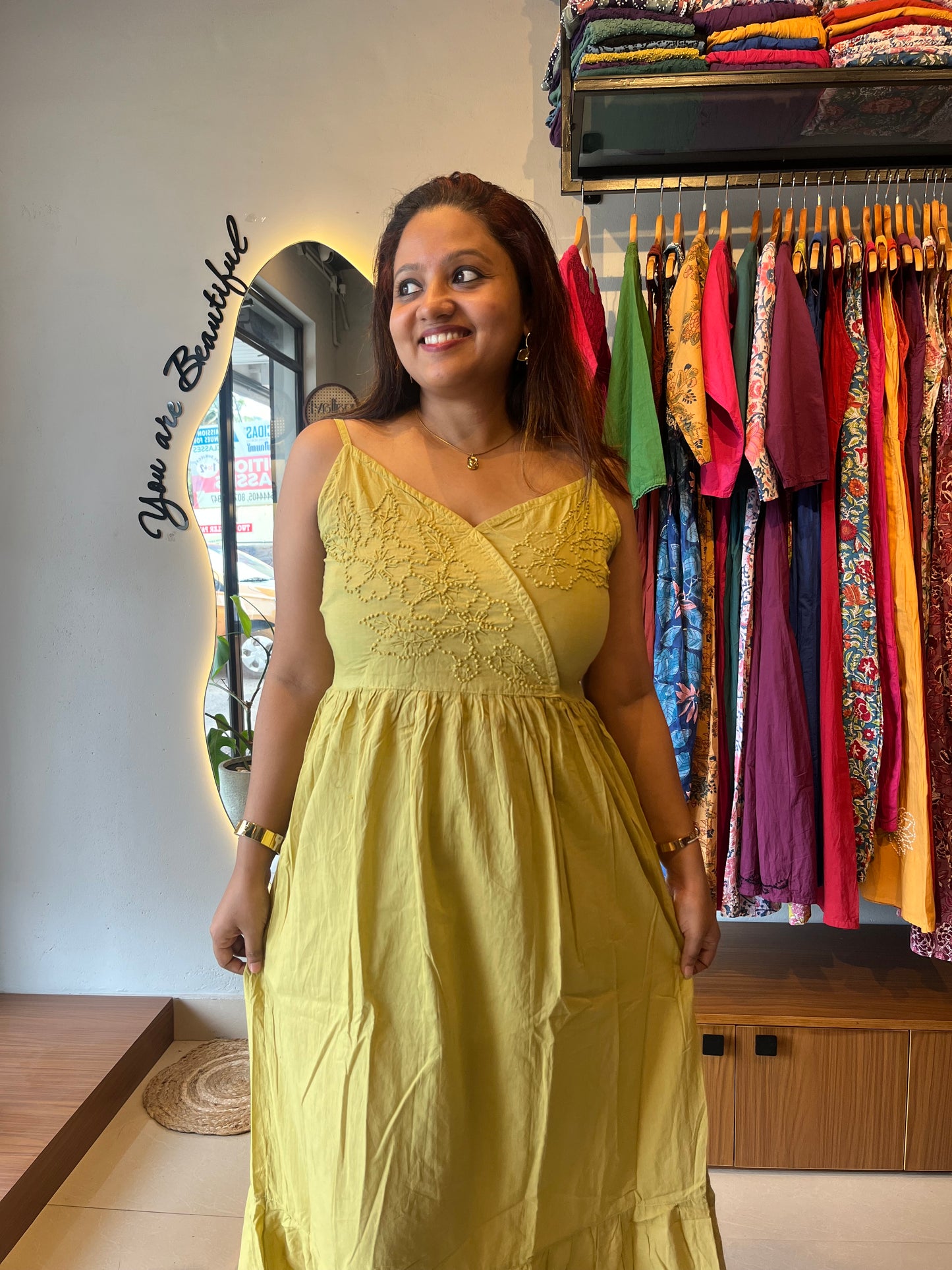 Garden whispers  Dress - Lime Yellow