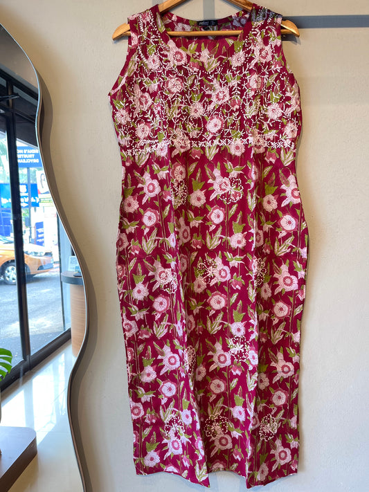 Sleeveless Straight Kurti -Purple vega