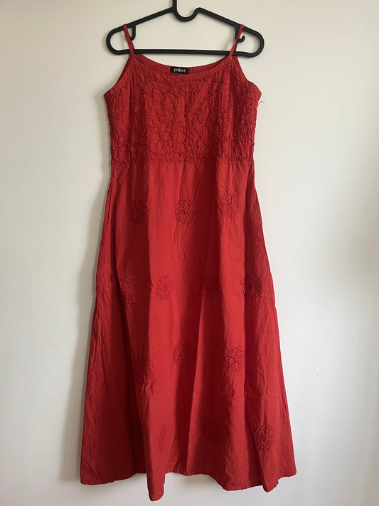 Sleeveless A-line Dress - Brick Orange