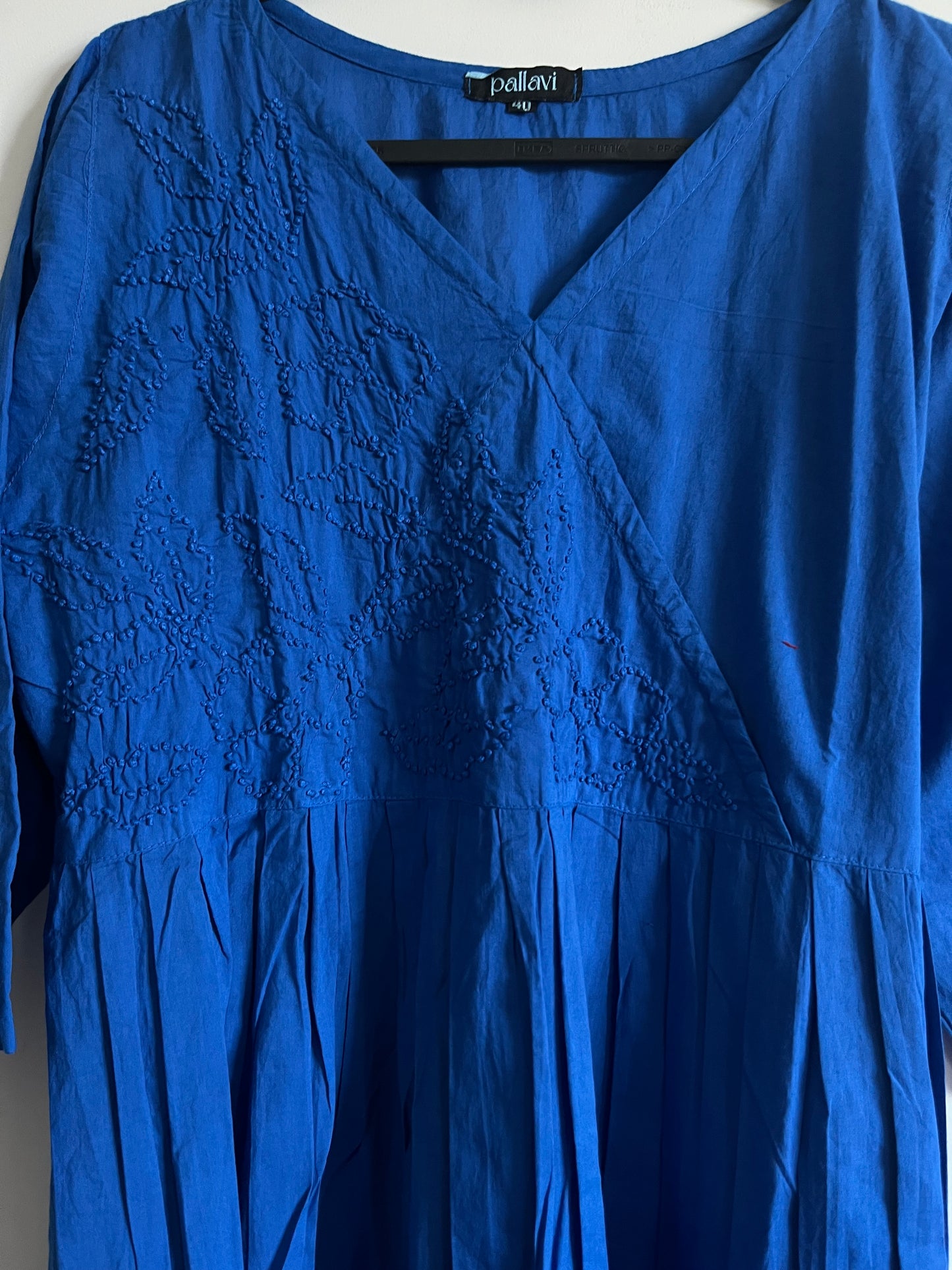Pleated Angrakha dress - Royal Blue