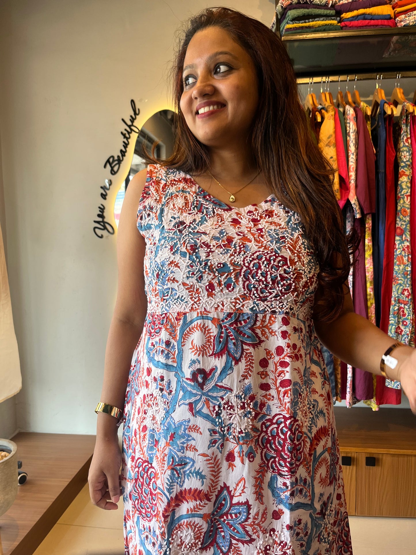 Sleeveless A-line Dress - Rangoli