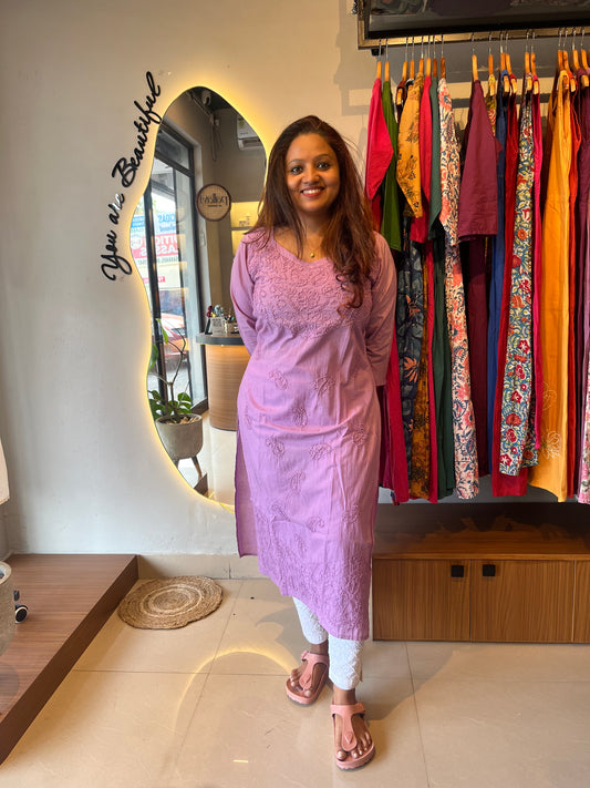 Straight Kurti - Pink Lavender