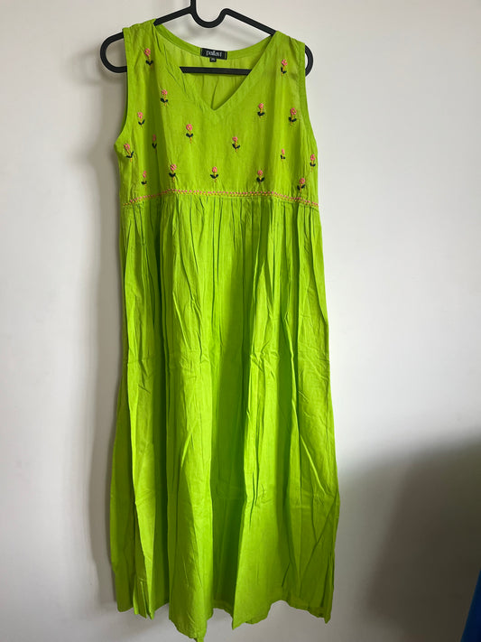 Blush and Bloom  Dress - Neon green