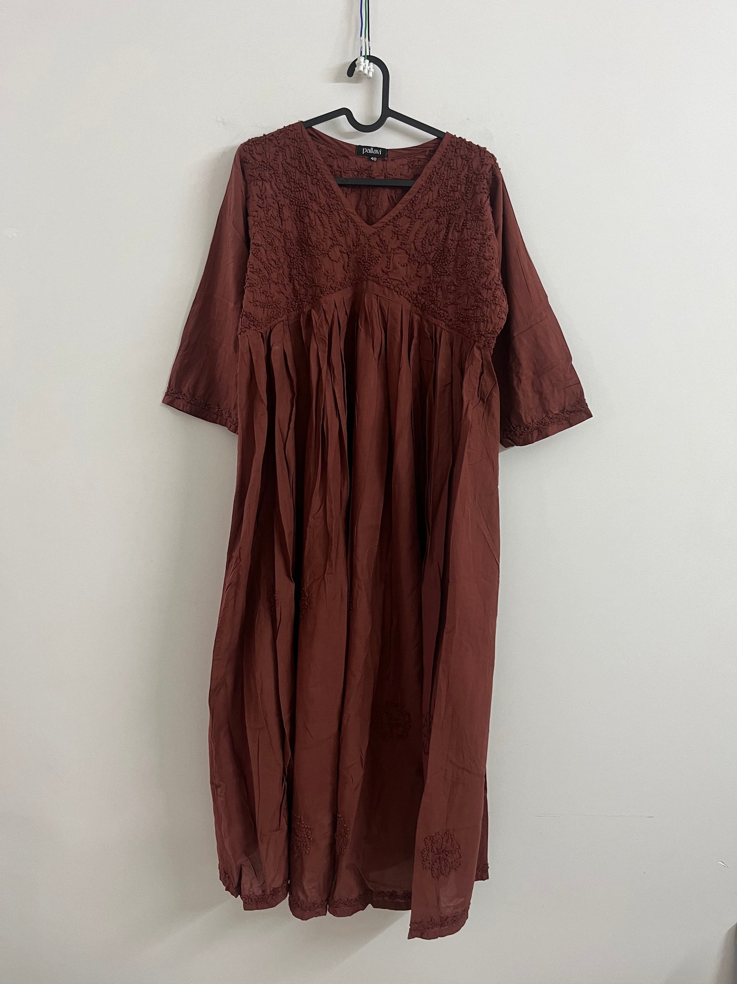 Aliya Cut Dress PRE-ORDER -Coffee brown (with work on front and back)