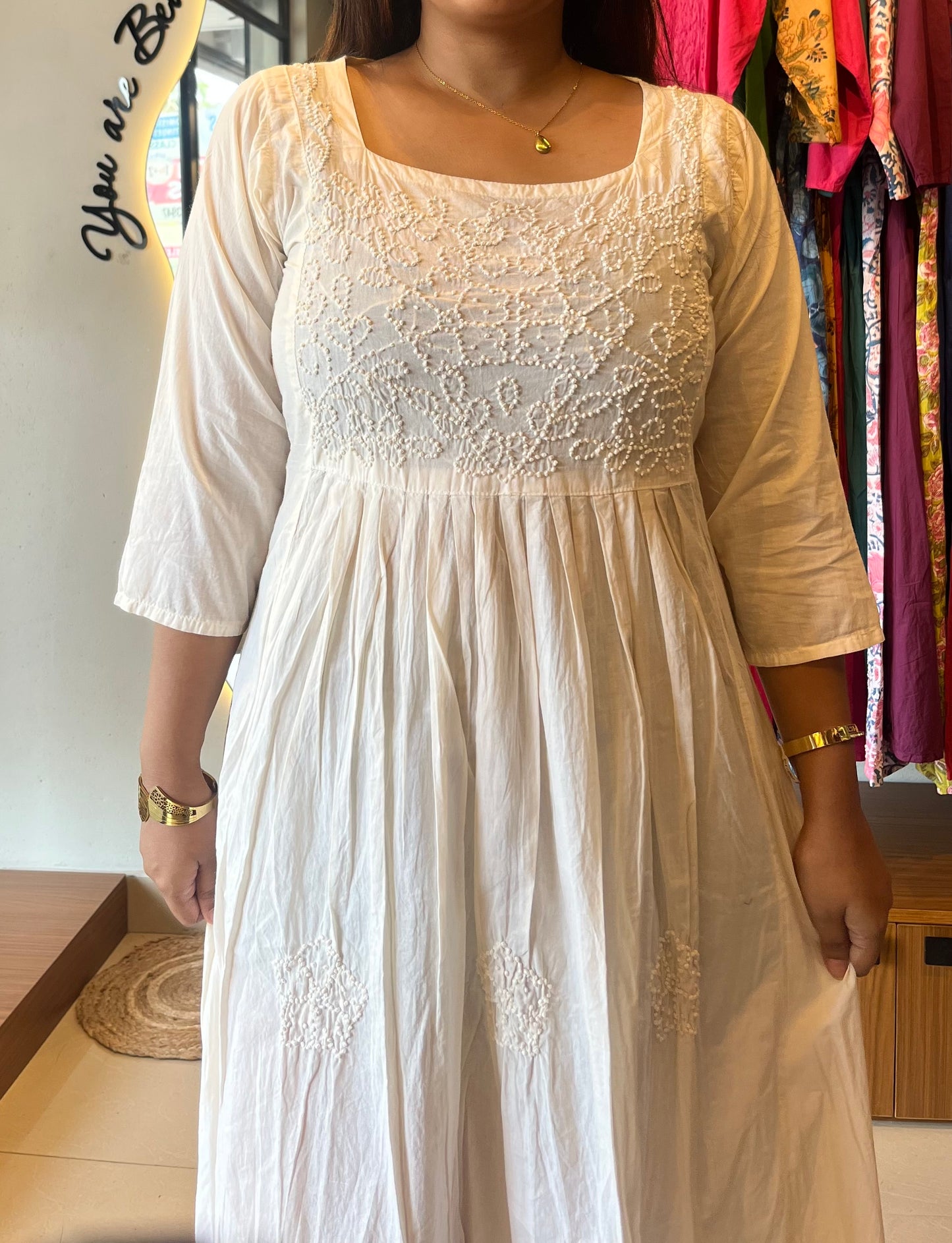 Pleated dress - Off-white