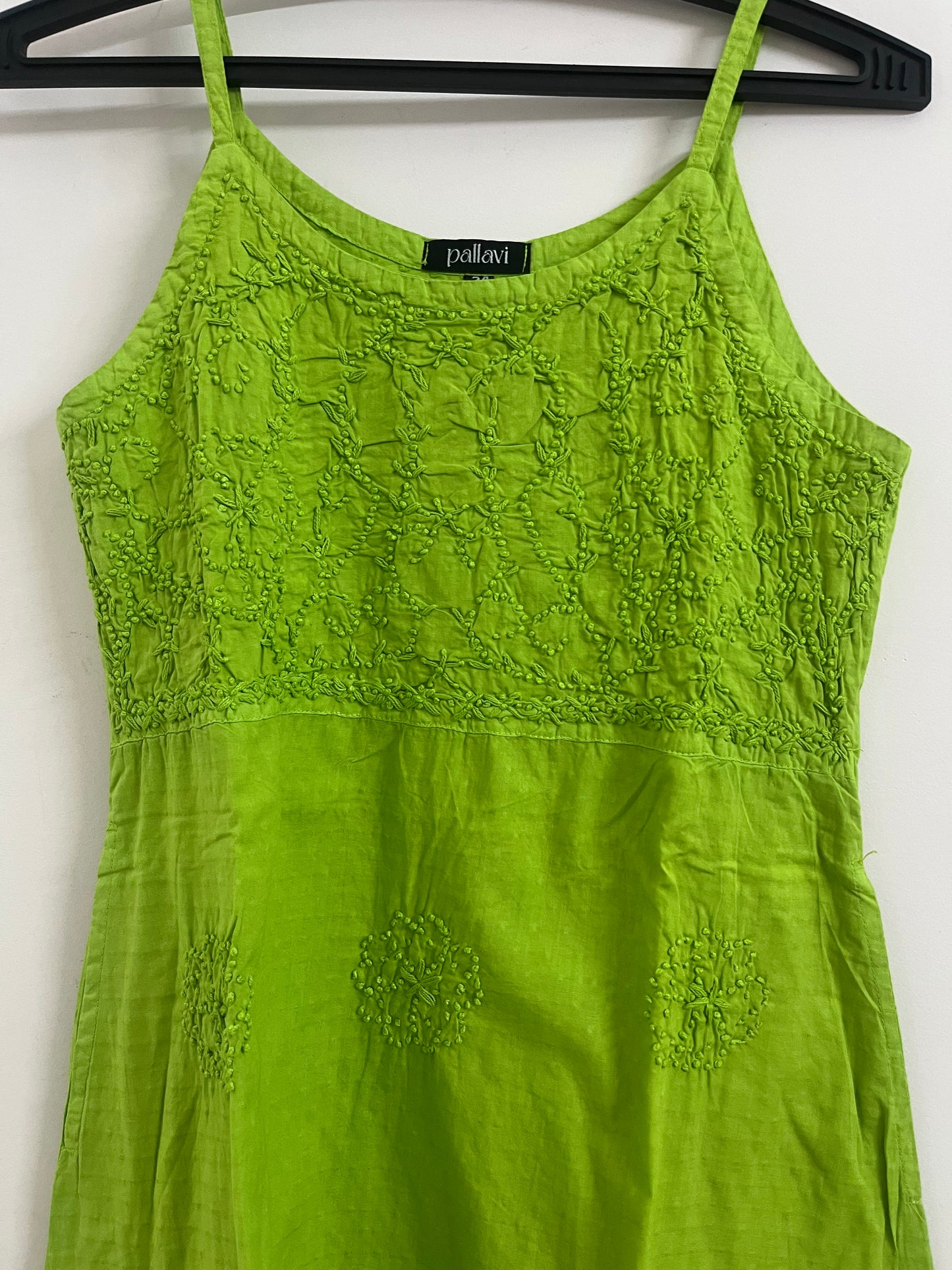 Sleeveless A-line Dress - Neon green