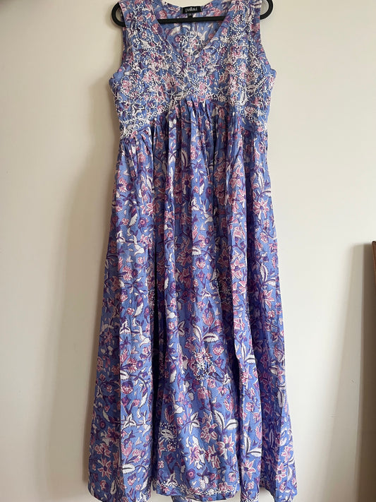 Sleeveless Aliya cut dress and pant PRE-ORDER - Floral Periwinkle