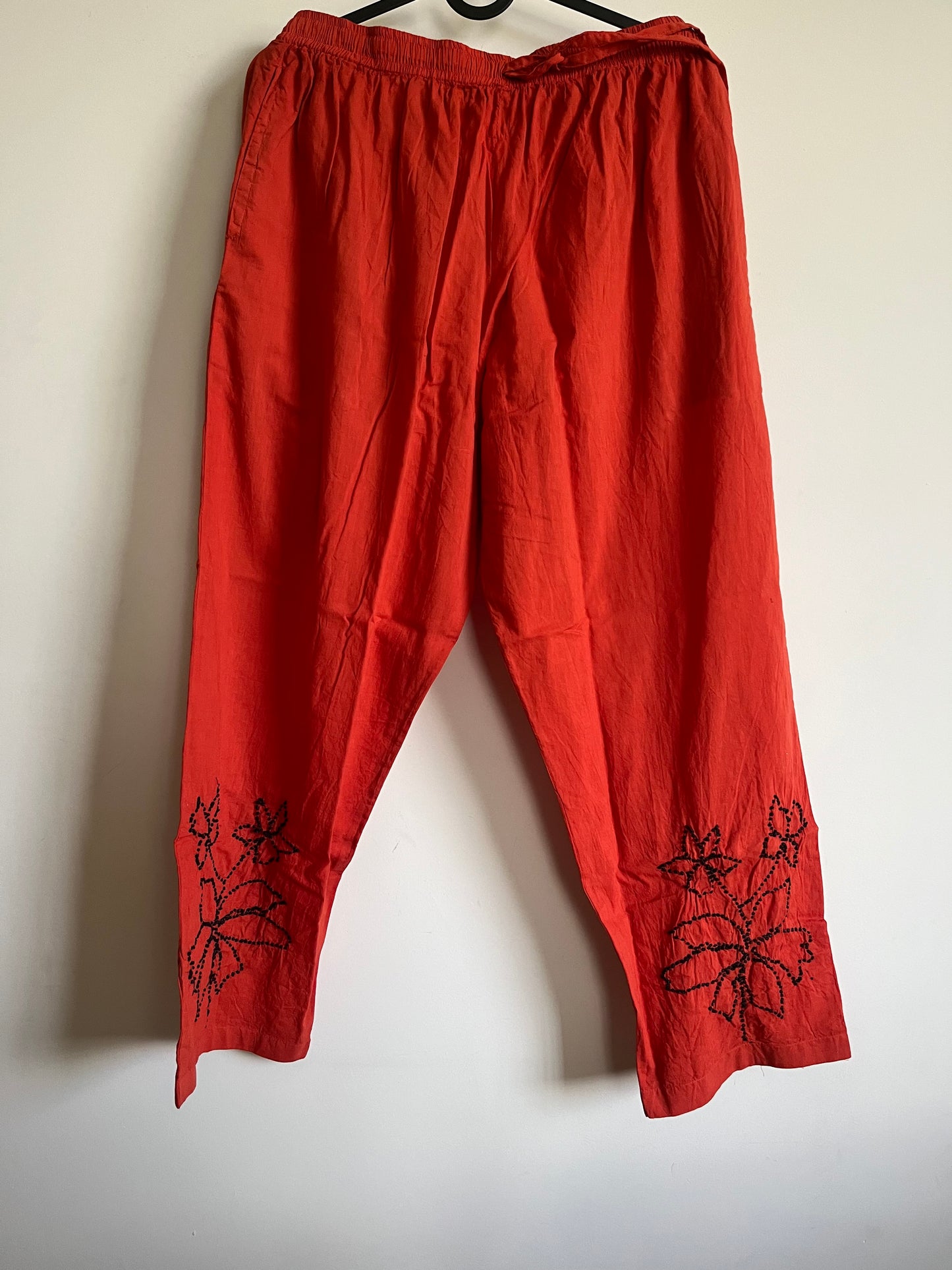 Kaftan top and pant PRE-ORDER - Black knots on Dark Rust Orange