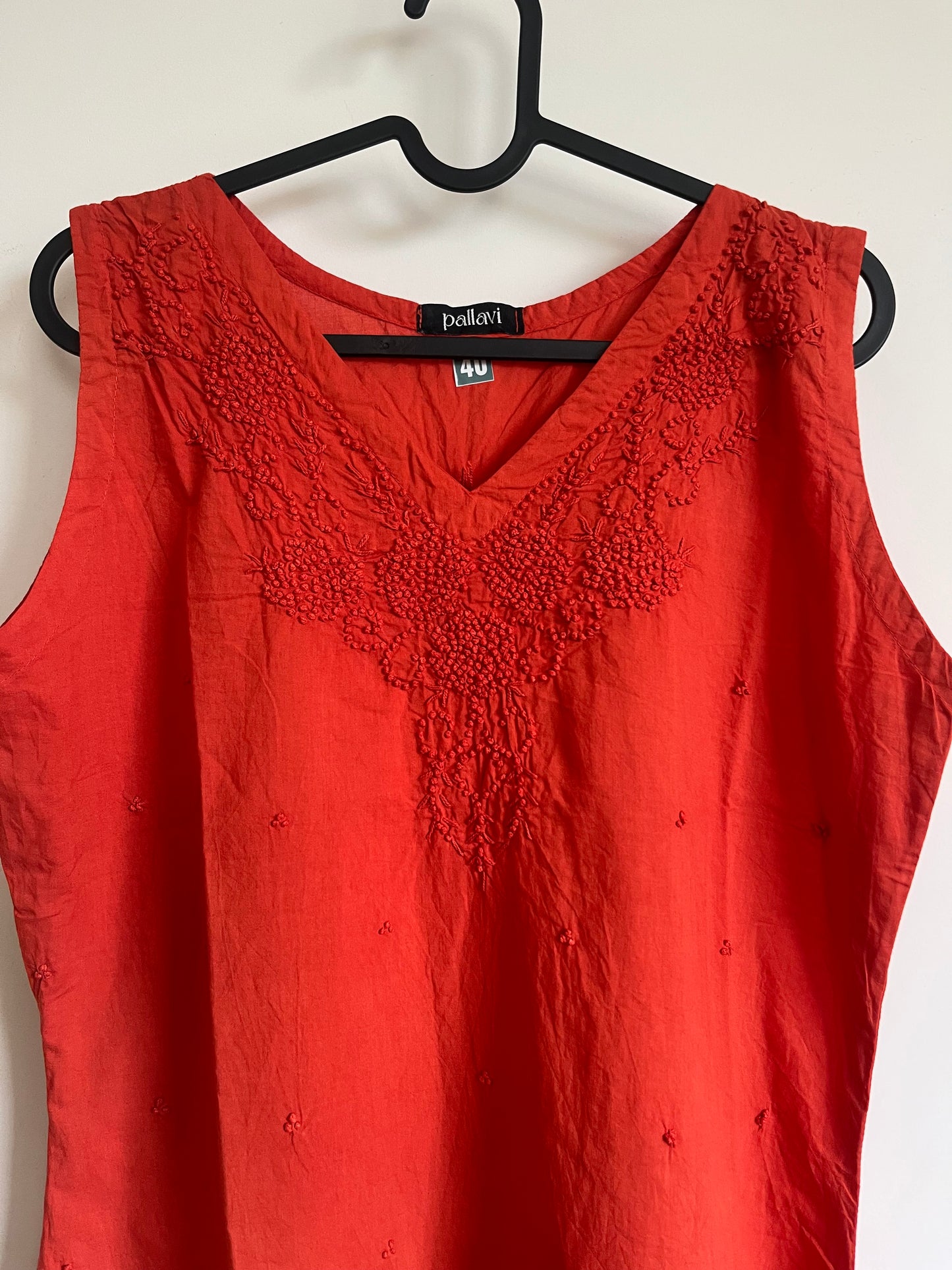 Straight Kurti and pant (Sleeveless) - Dark Rust Orange