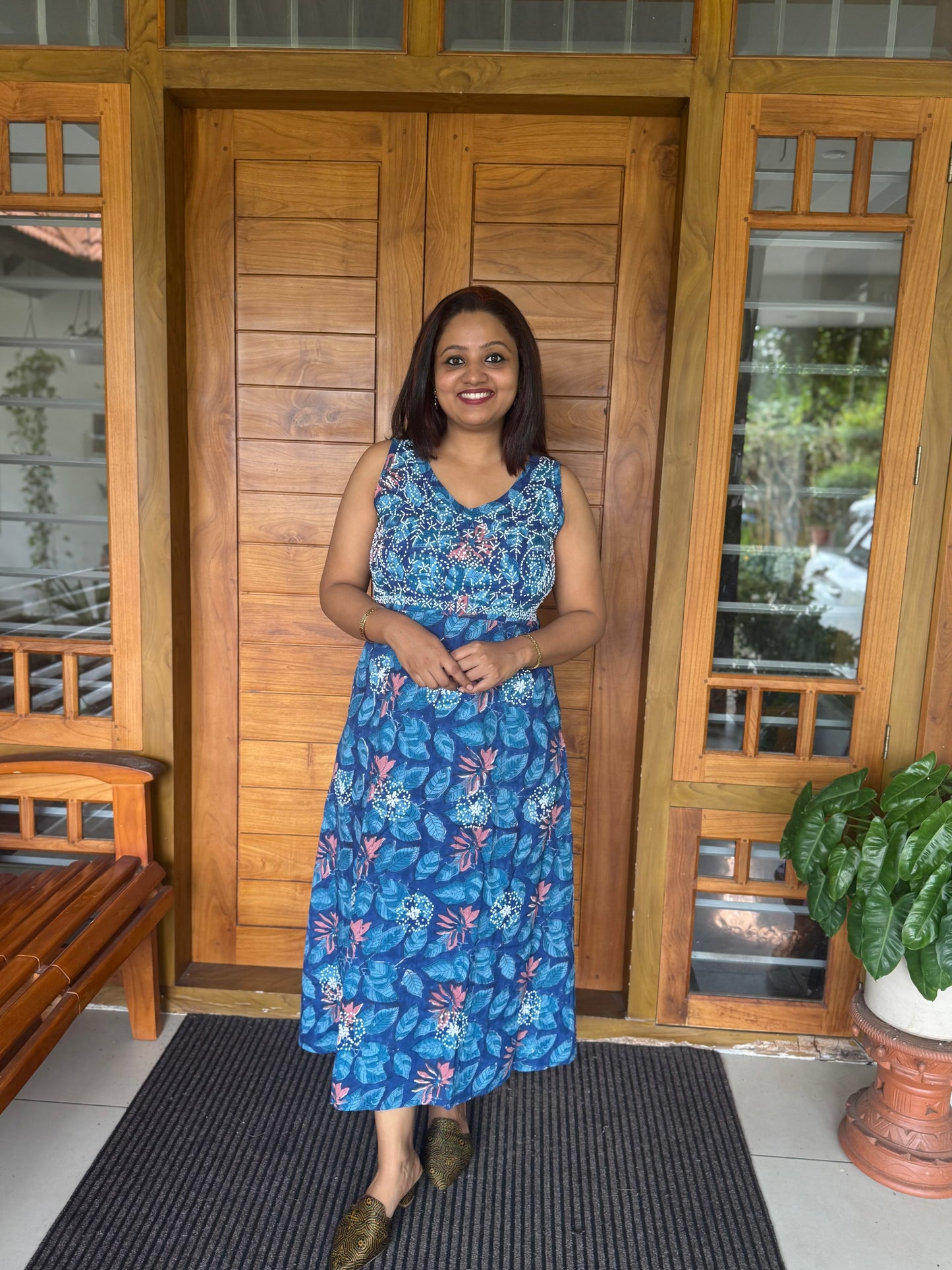 Sleeveless A-line Dress - Neelima