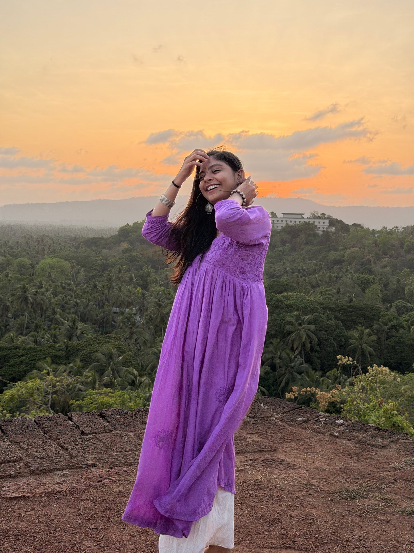 Aliya Cut Dress - Lilac (with work on front and back)