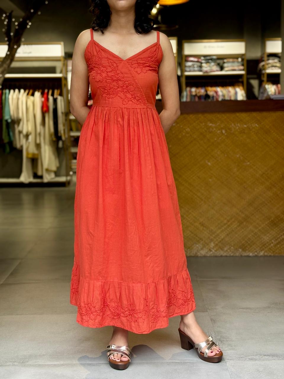 Garden whispers Dress PRE-ORDER - Rust Orange