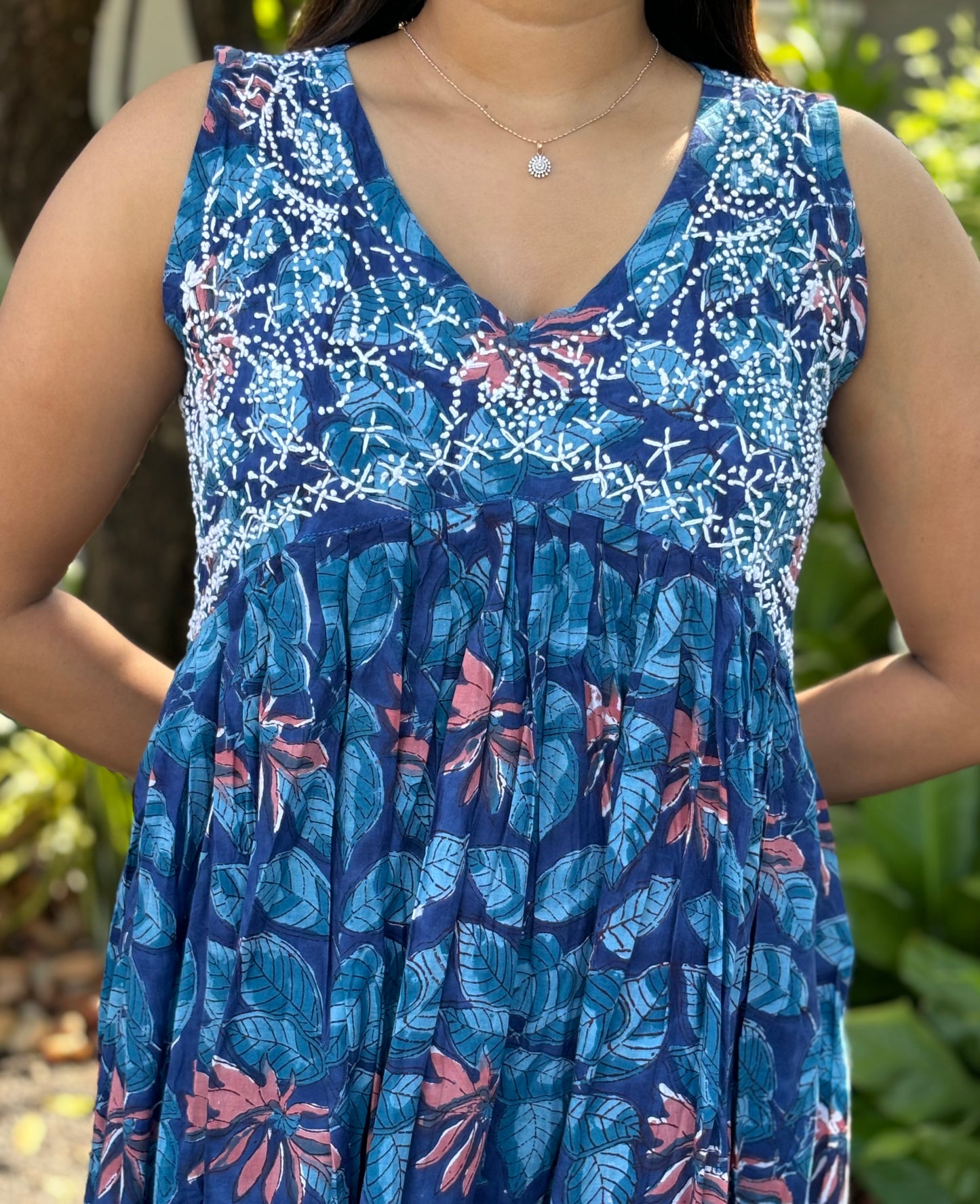 Sleeveless Aliya cut dress (with work on front and back) PRE-ORDER - Neelima