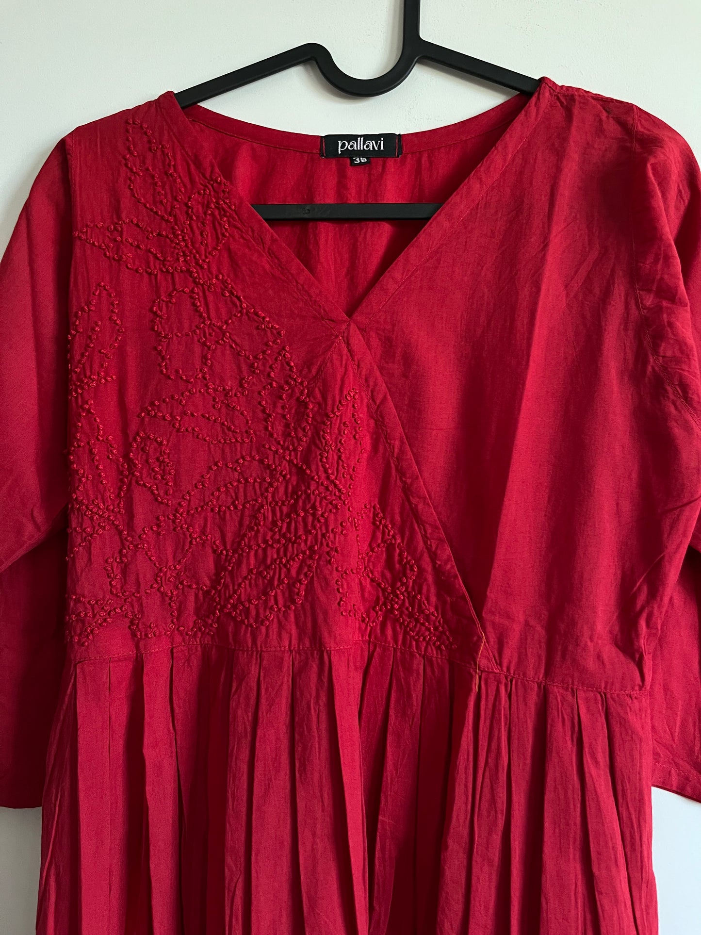 Pleated Angrakha dress PRE-ORDER - Red