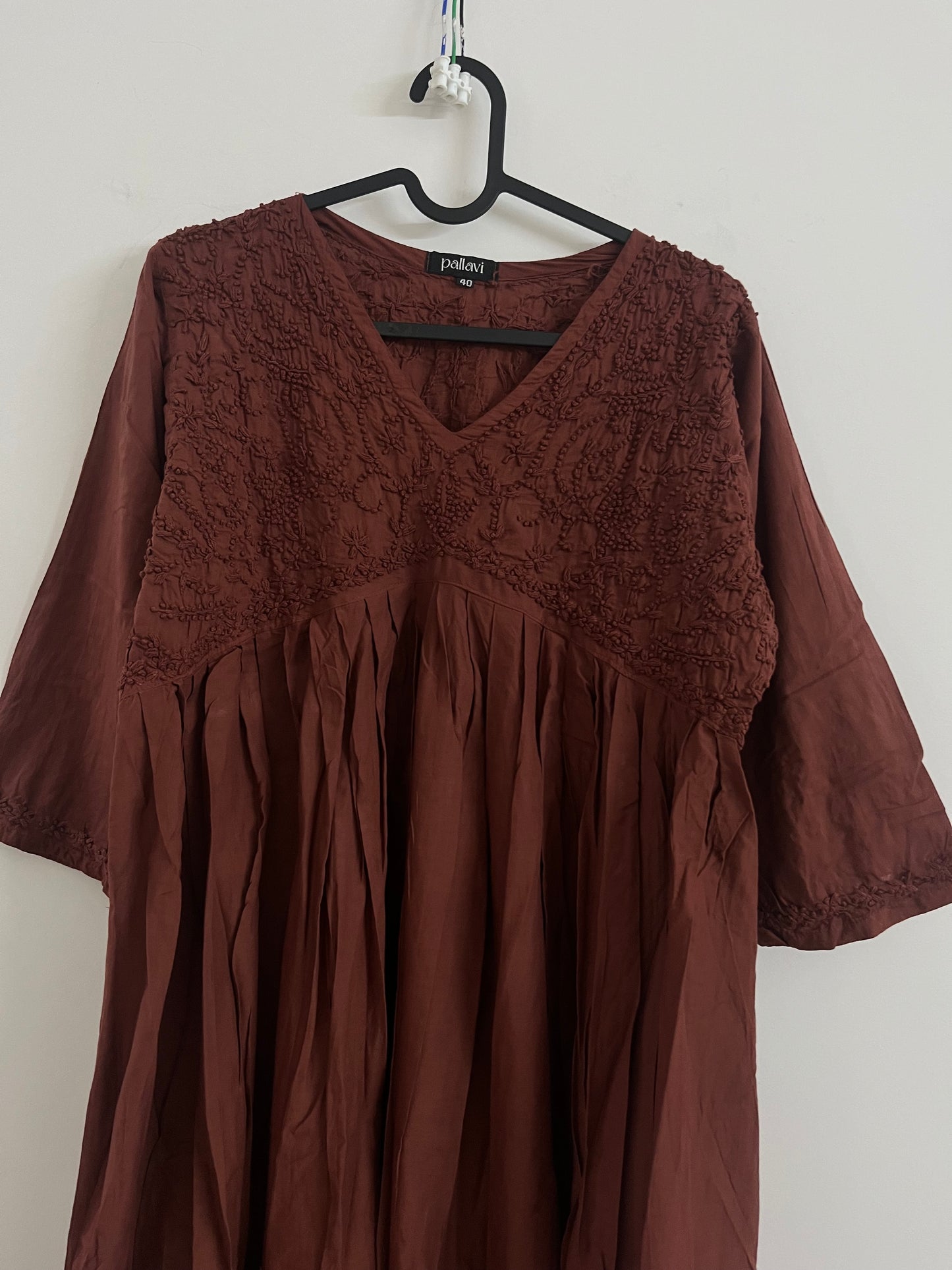 Aliya Cut Kurti/Dress -Coffee brown (with work on front and back)