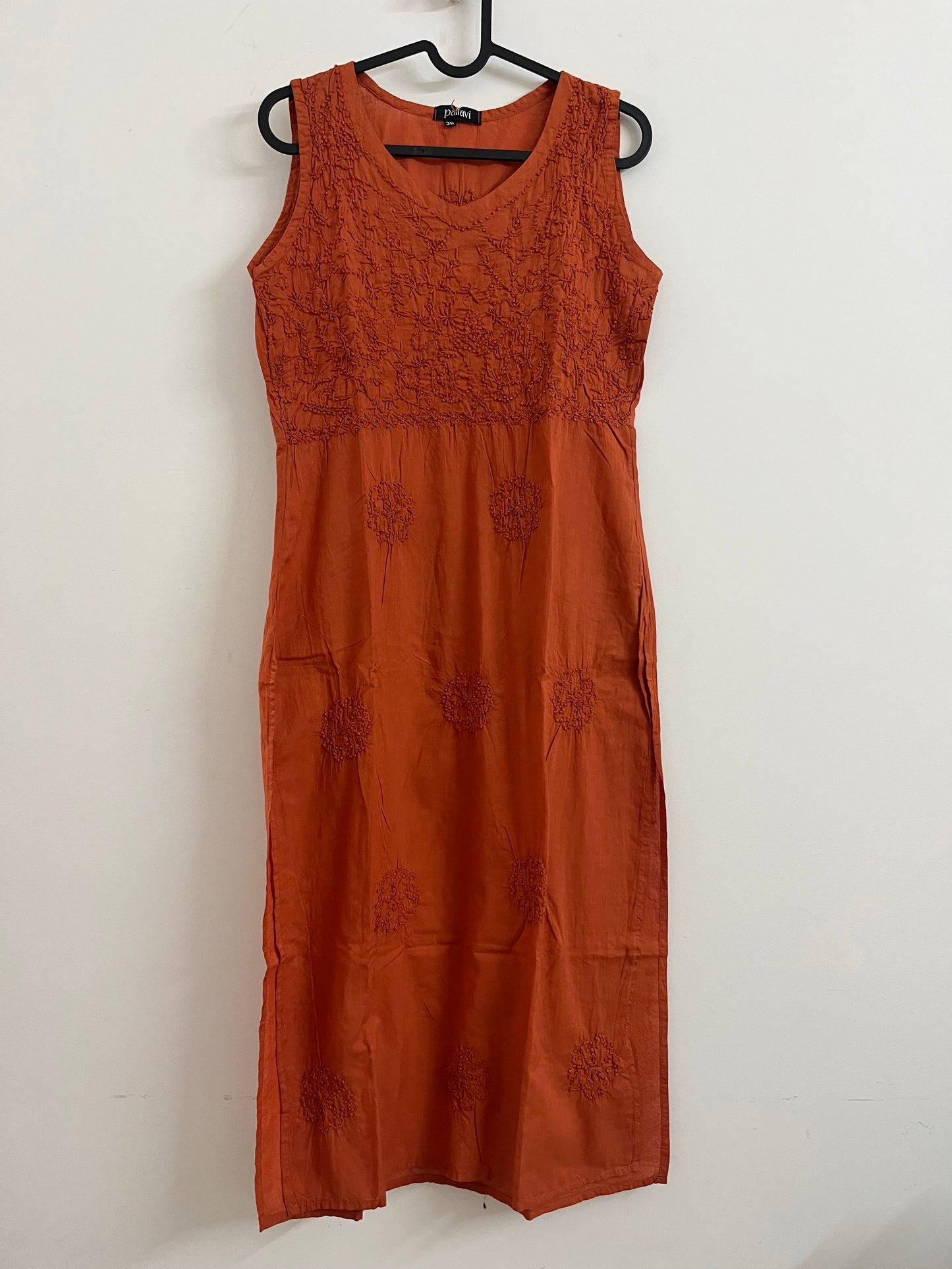 Sleeveless Straight kurti PRE-ORDER - Rust Orange