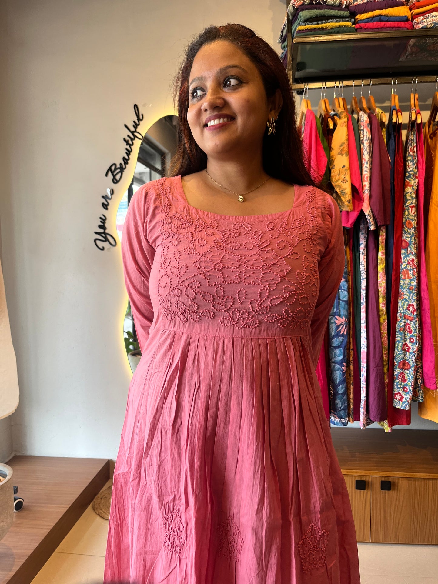 Pleated dress - Nude Pink