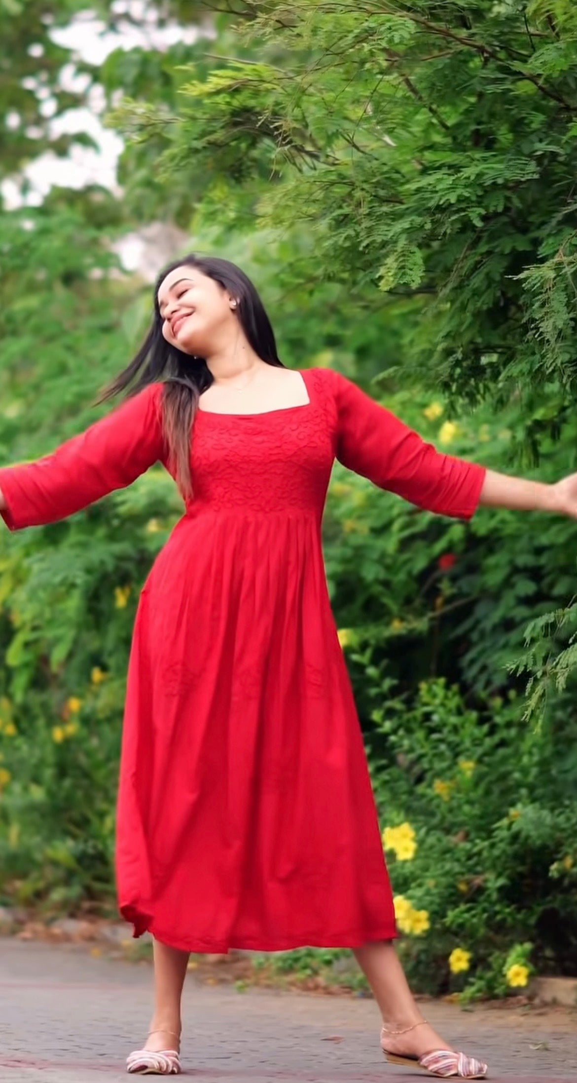 Pleated dress - Red