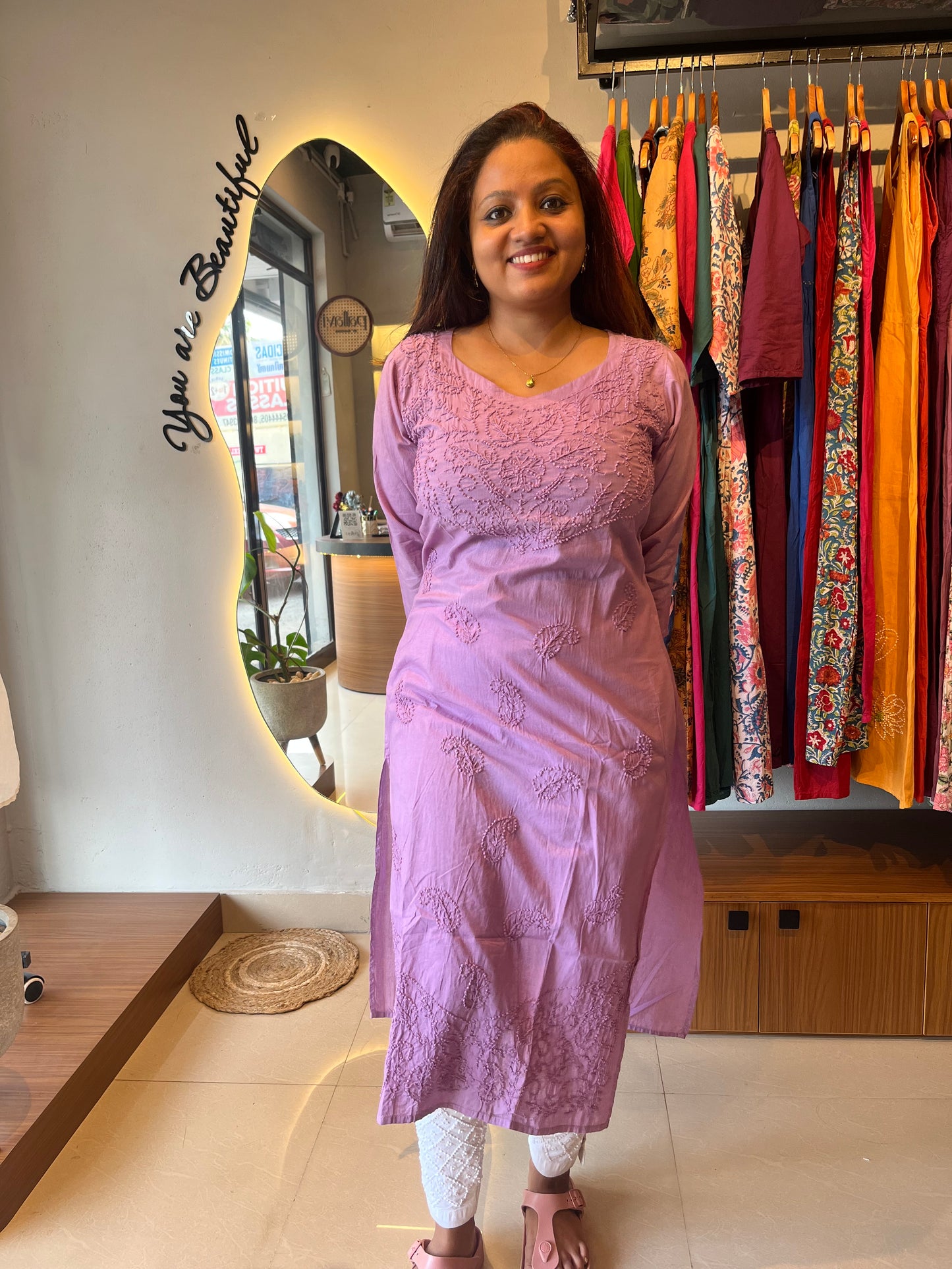 Straight Kurti - Pink Lavender