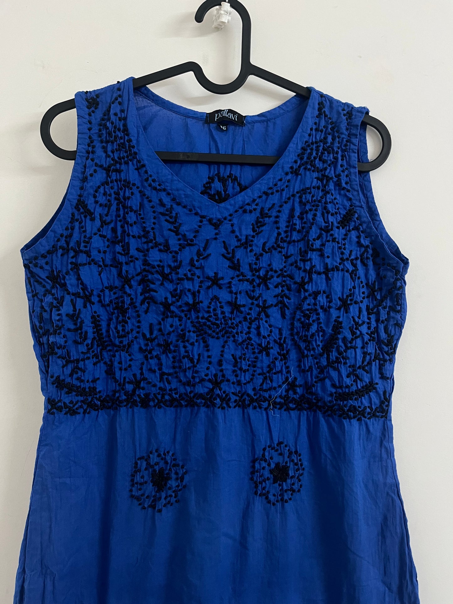 Sleeveless Straight kurti PRE-ORDER - Black knots on Royal Blue