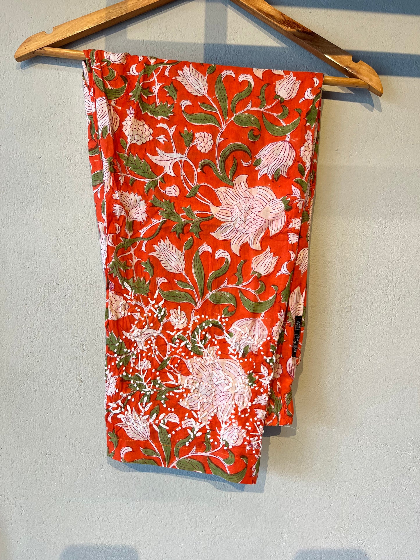 Straight Kurti and pant - Floral Orange