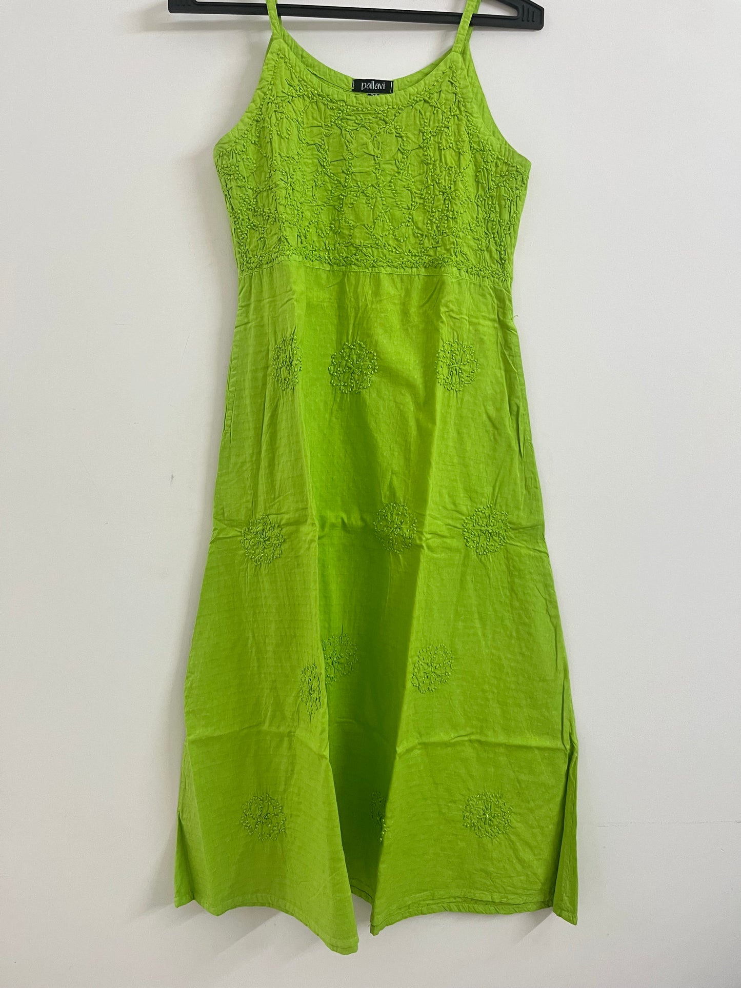 Sleeveless A-line Dress - Neon green