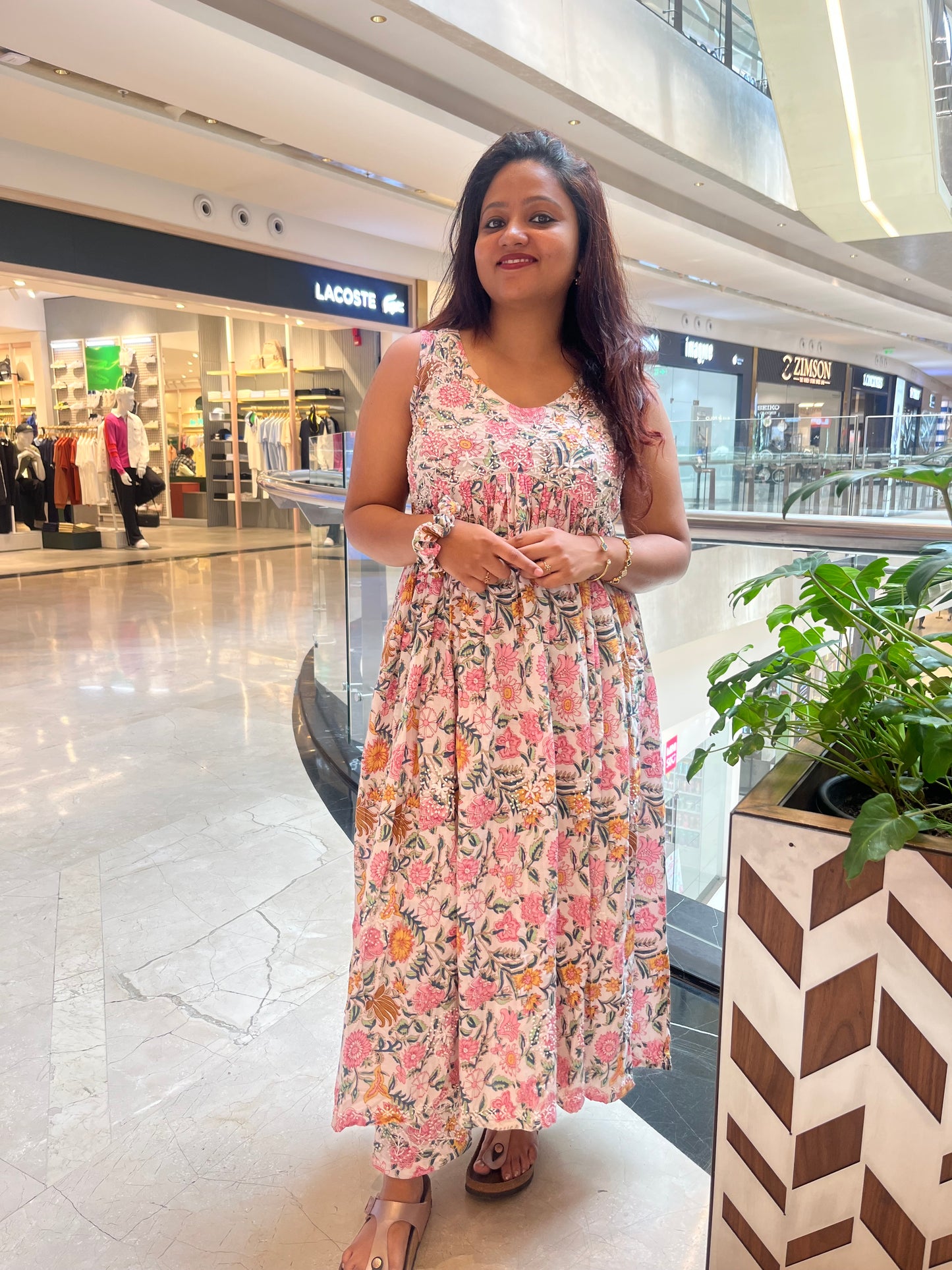 Aliya Cut Sleeveless Dress PRE-ORDER - Floral white