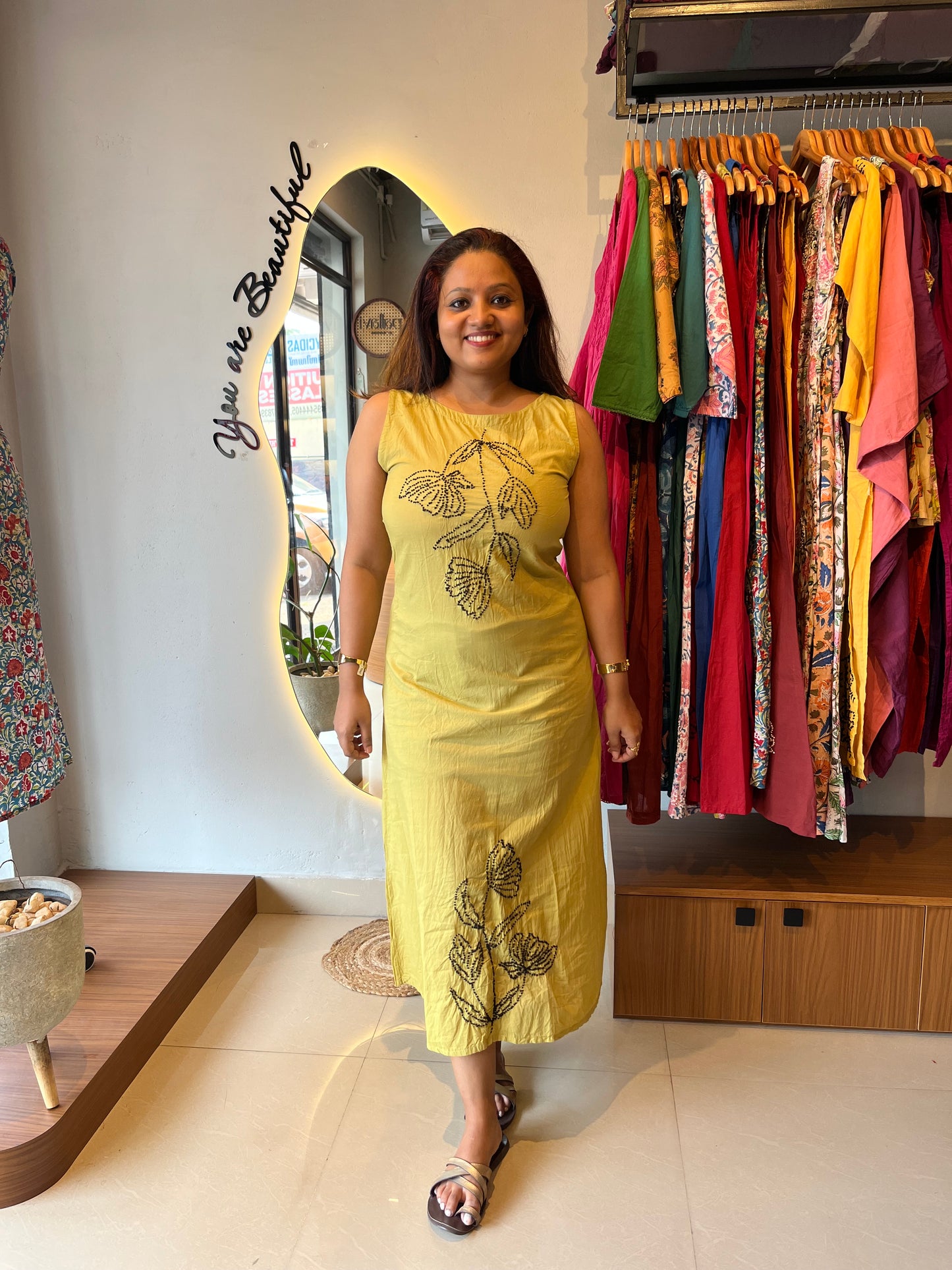 Chameli Charm  Dress - Lime Yellow
