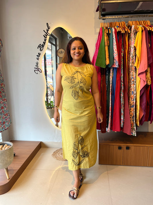 Chameli Charm  Dress - Lime Yellow