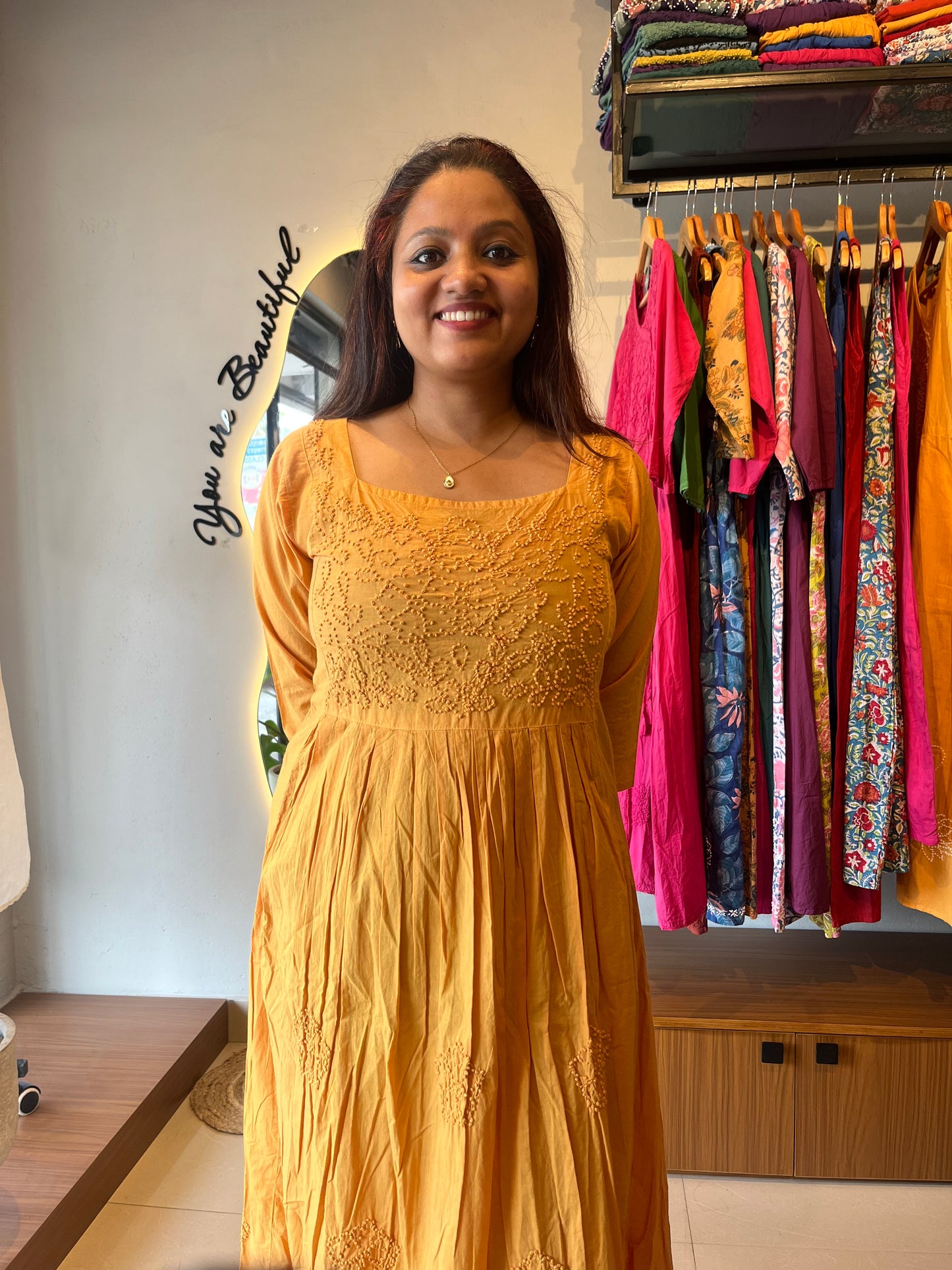 Pleated dress - Mustard Yellow