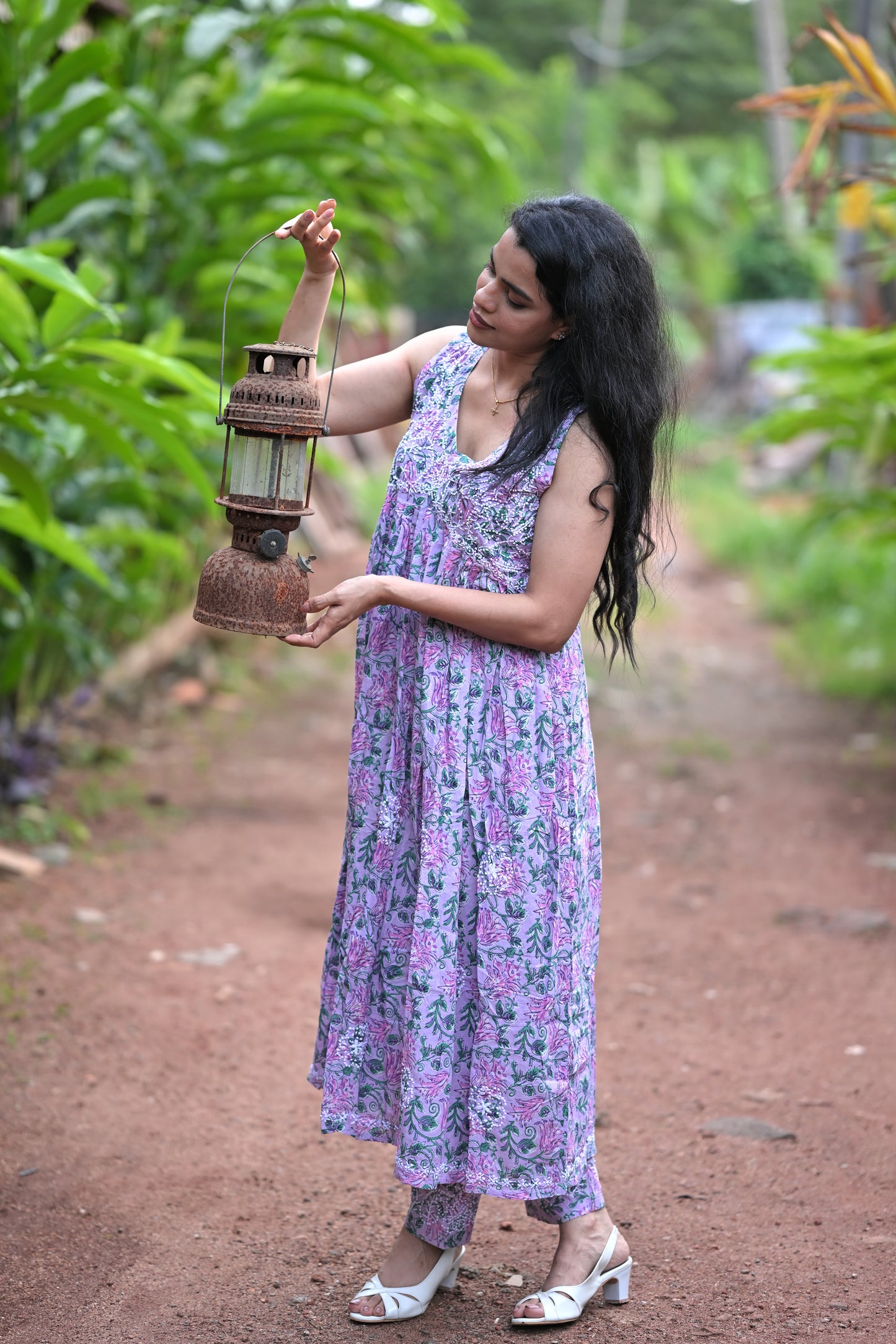Sleeveless Aliya cut dress (with work on front and back) and pant PRE-ORDER - Lavender Smera