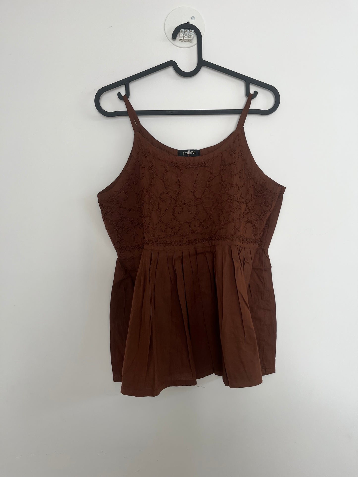 Flared Short Top - Coffee Brown