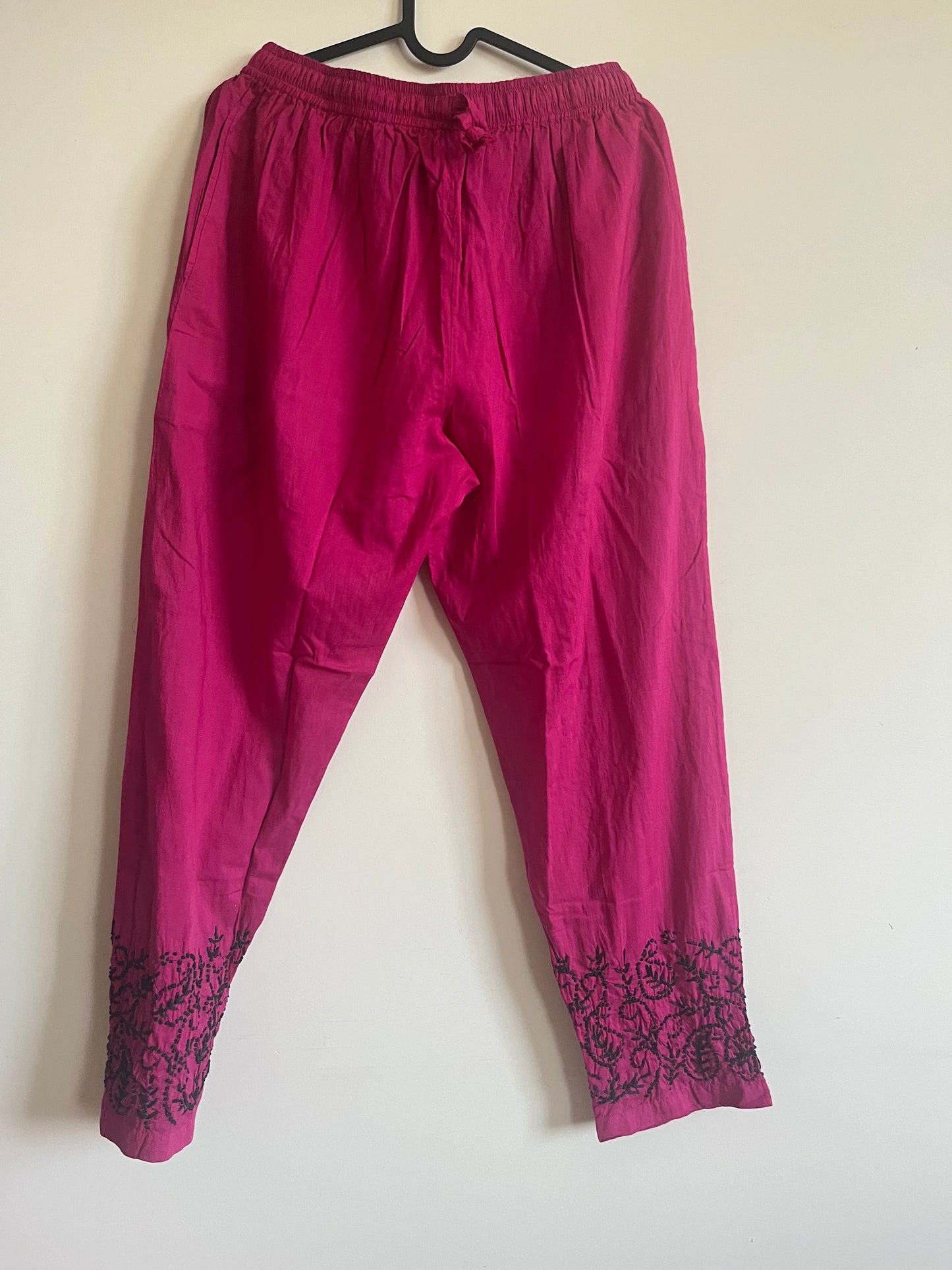 Sleeveless Straight Kurti and Pant (co-ord set) PRE-ORDER - Black knots on Hot Pink