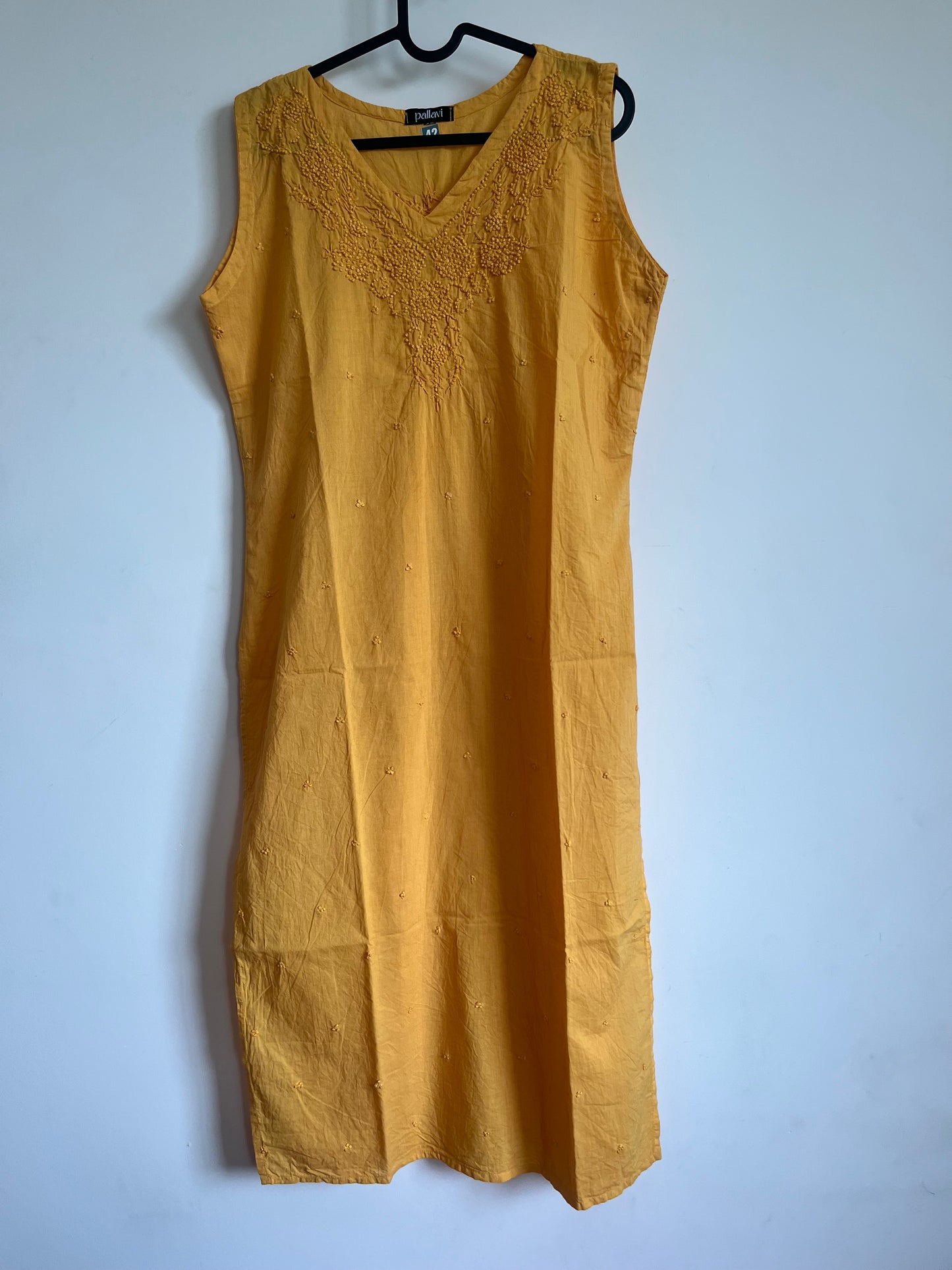Straight Kurti and pant (Sleeveless) - Mustard Yellow