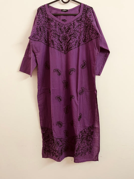 Straight Kurti - Black knots on Purple