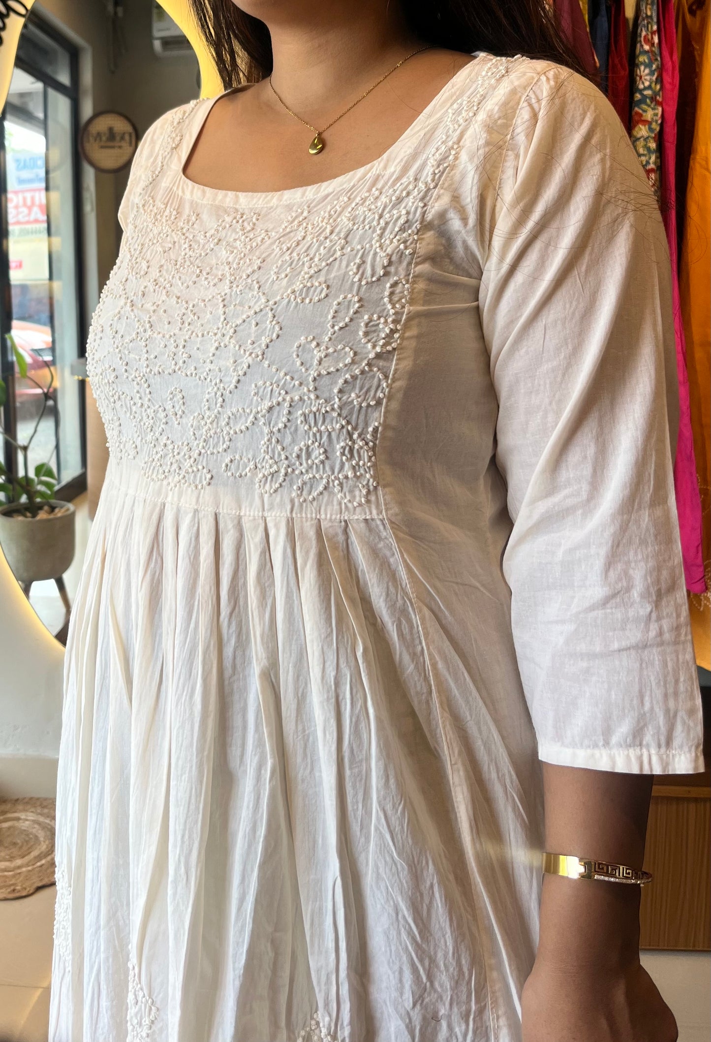 Pleated dress - Off-white
