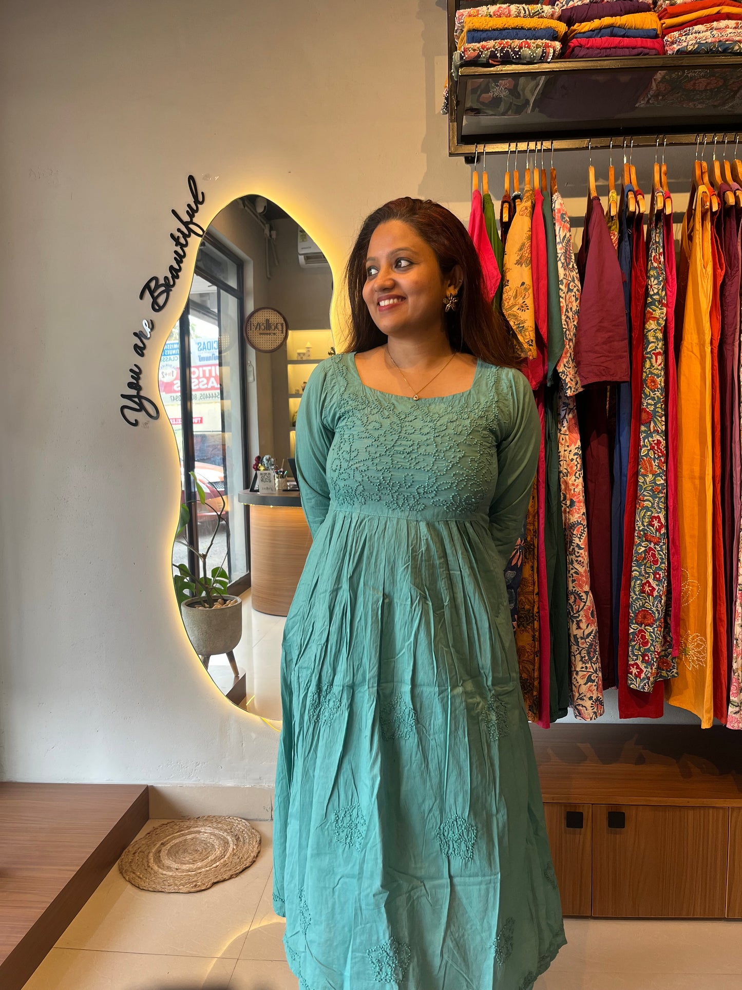 Pleated dress - Teal
