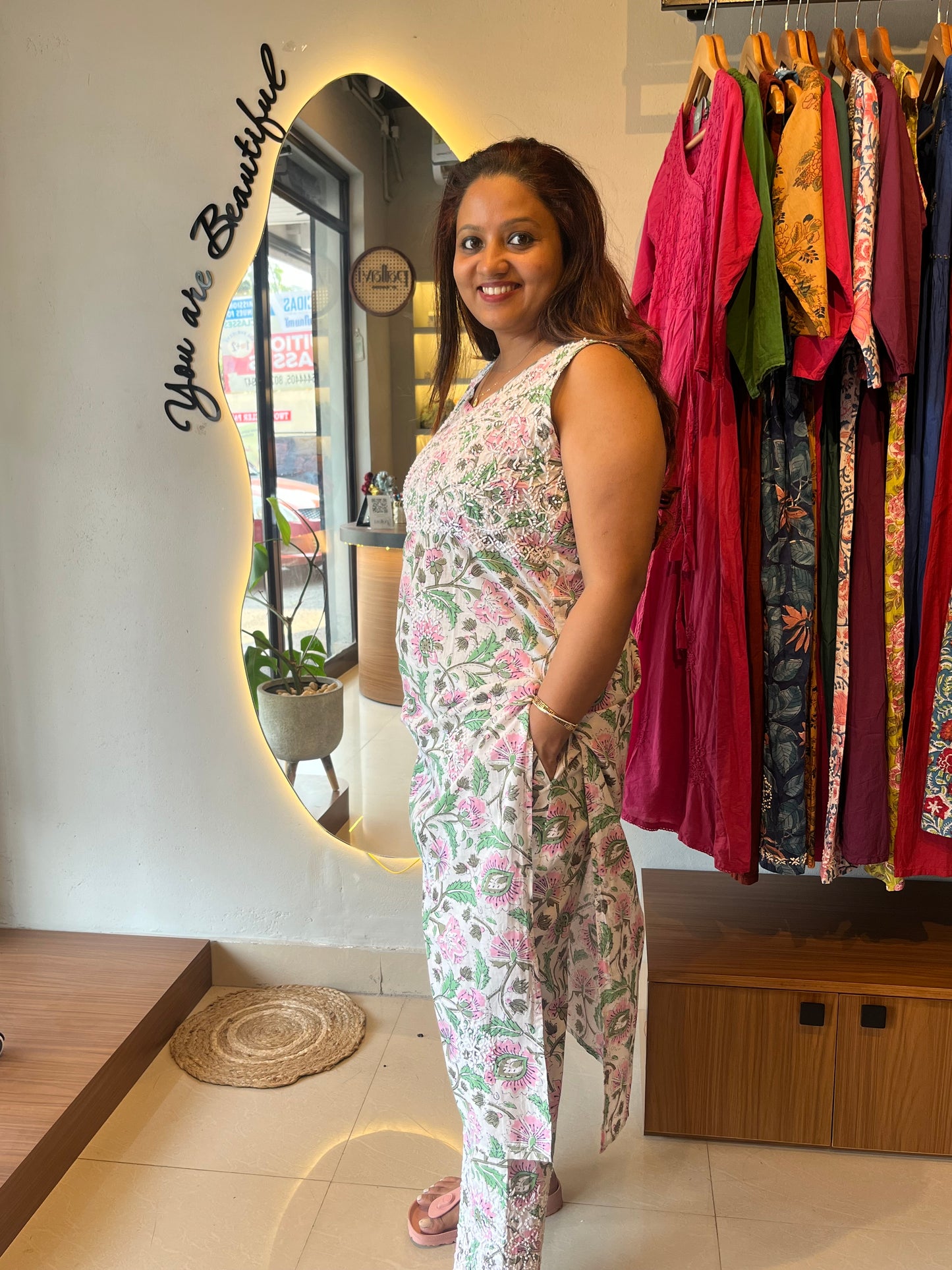 Sleeveless Straight Kurti and pant PRE-ORDER - Elena