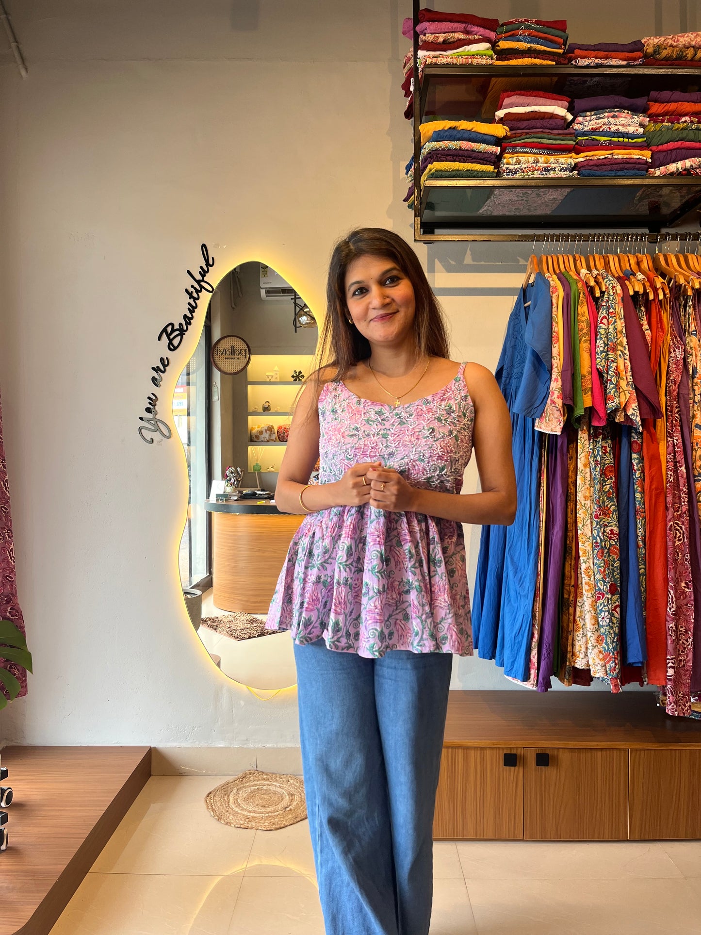 Flared Short Top - Lavender smera