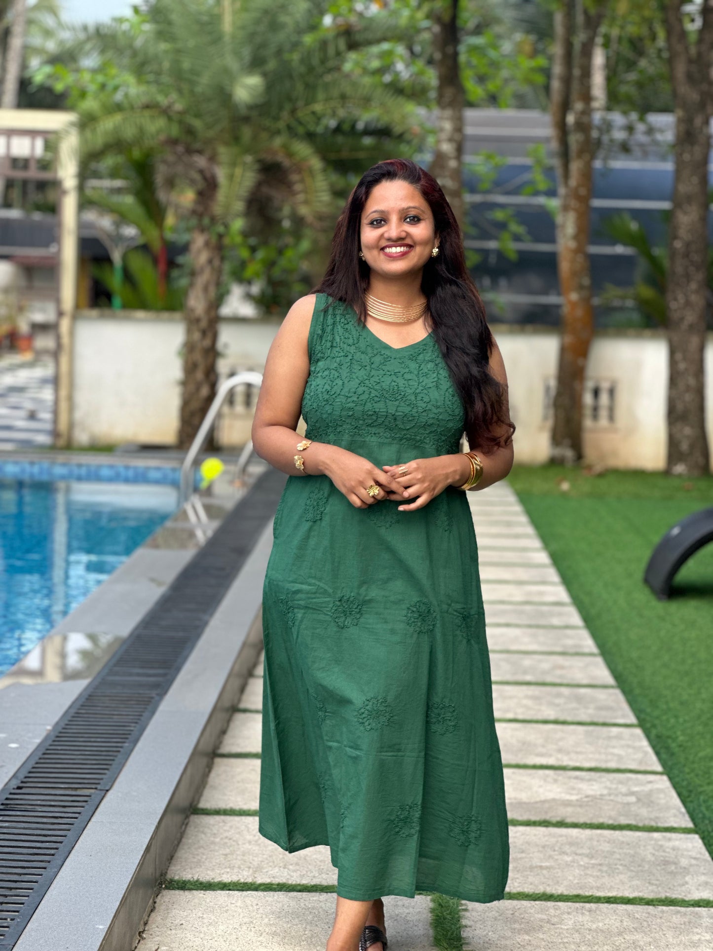 Sleeveless A-LINE Dress PRE-ORDER - Bottle green