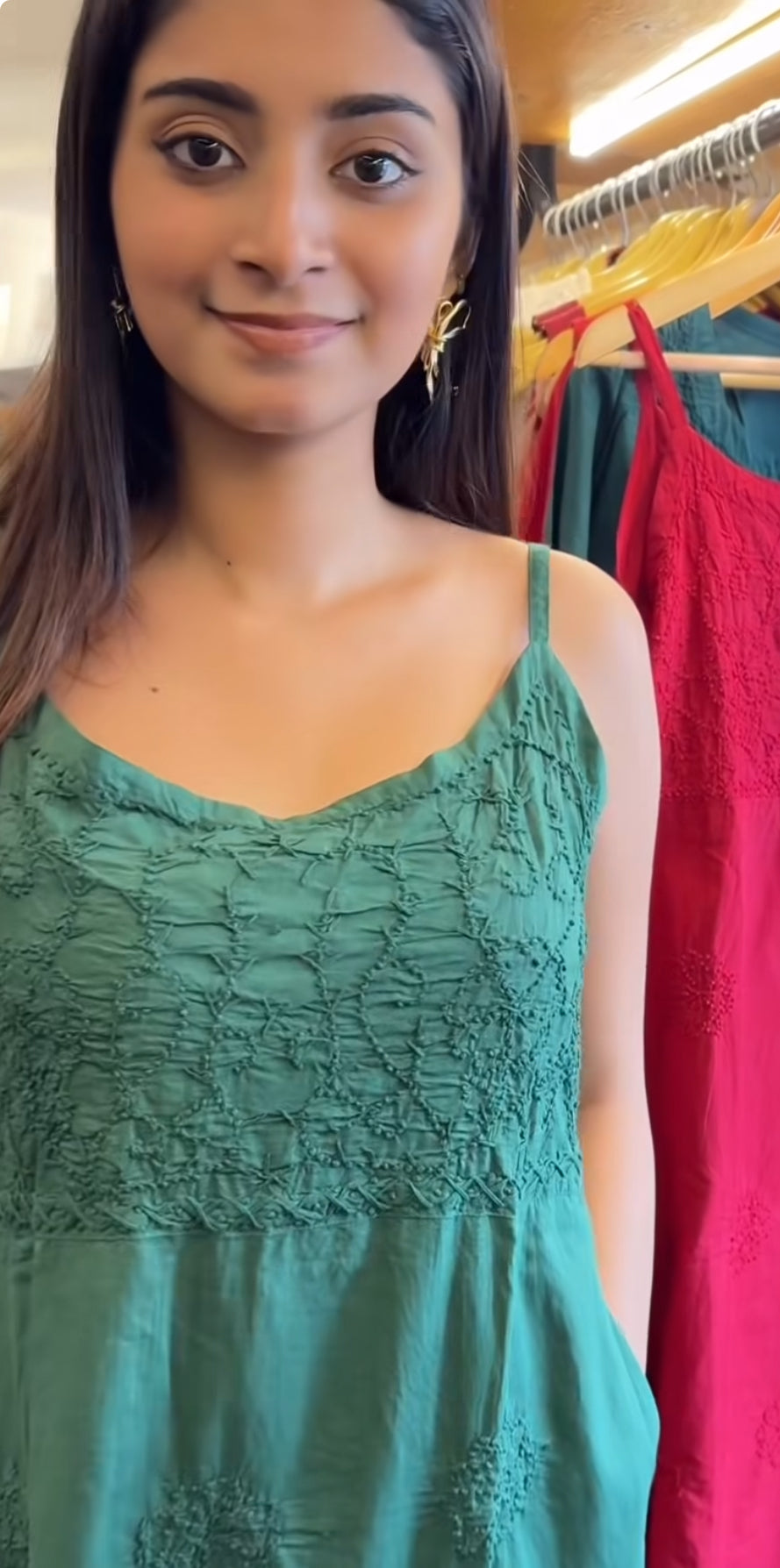 Sleeveless A-line Dress - Bottle Green