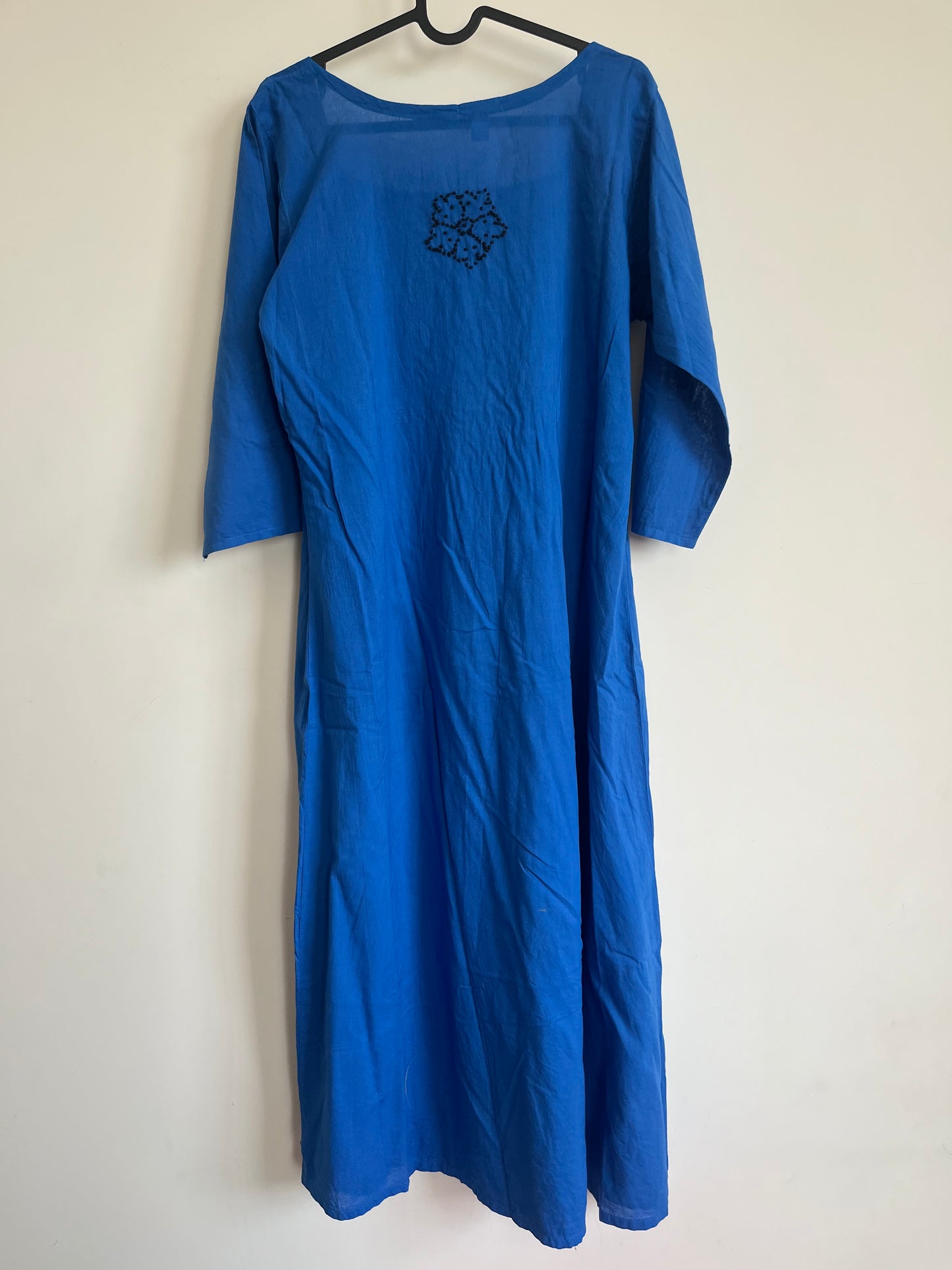 Pleated dress -Black knots on Royal Blue