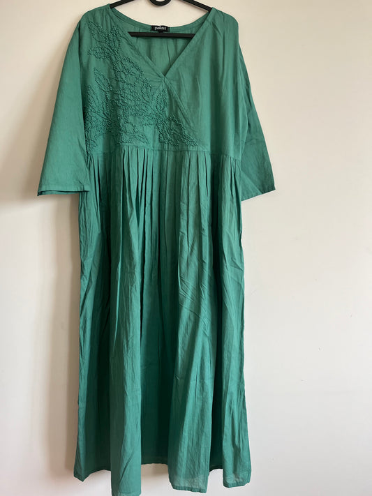 Pleated Angrakha dress - Teal