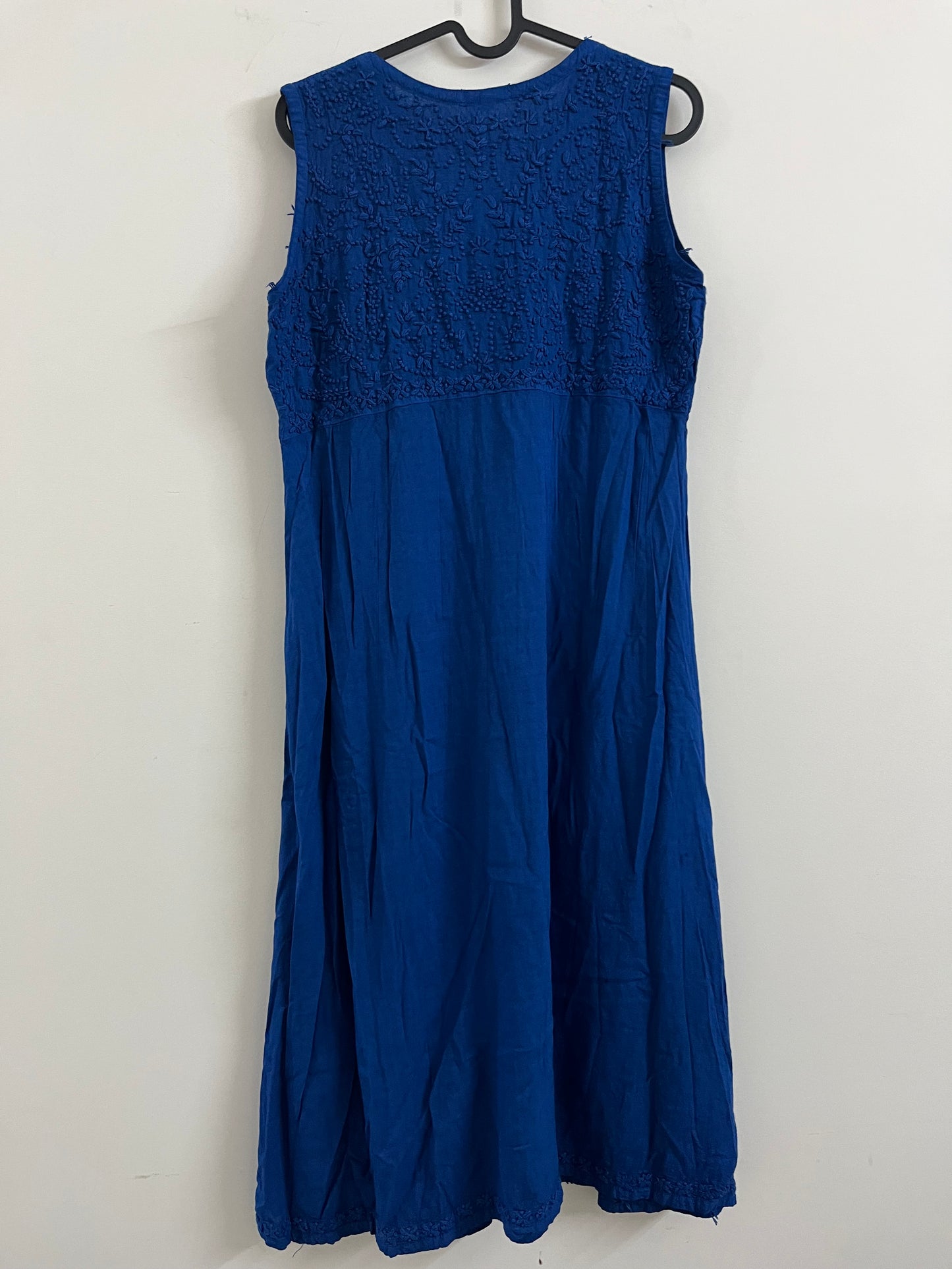 Sleeveless Aliya cut dress (with work on front and back) PRE-ORDER - Blue Sapphire