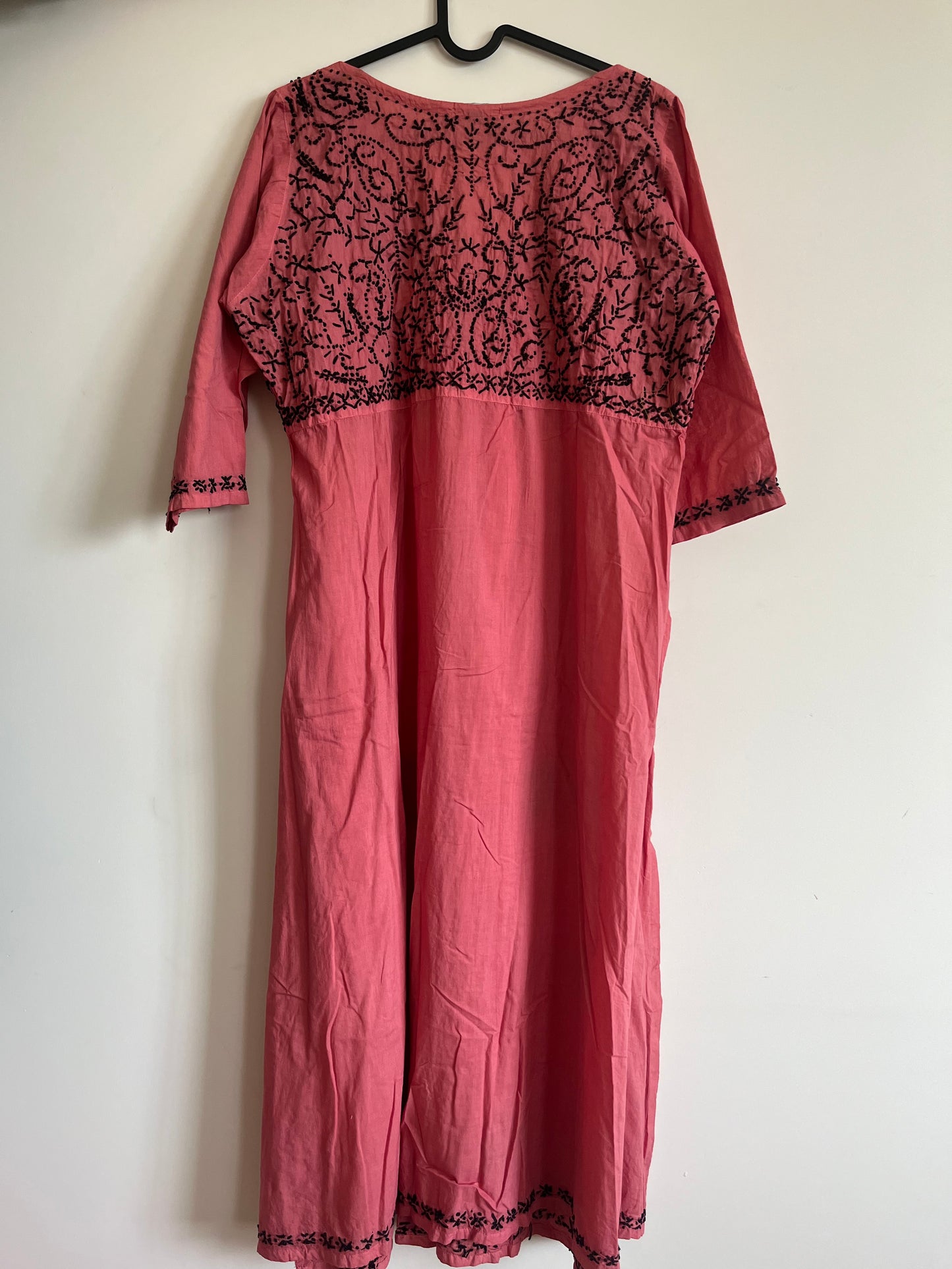 Aliya cut dress -Black knots on Nude Pink (with work on front and back)
