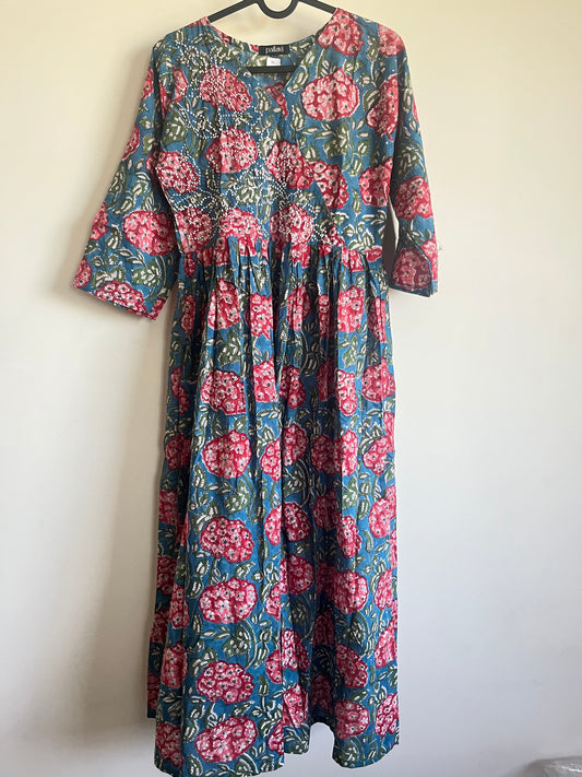 Pleated Angrakha dress - Pinkbelle