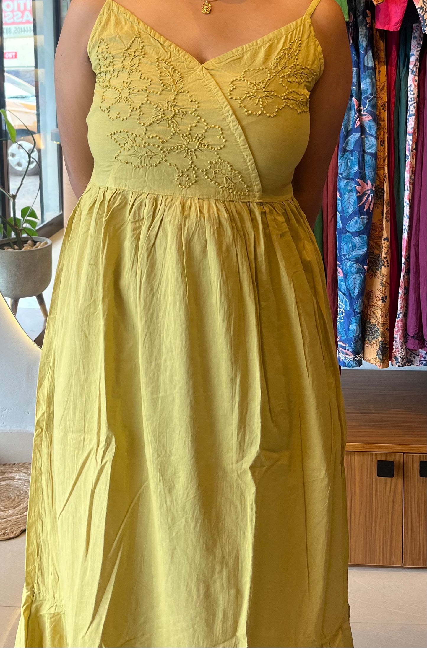 Garden whispers  Dress - Lime Yellow